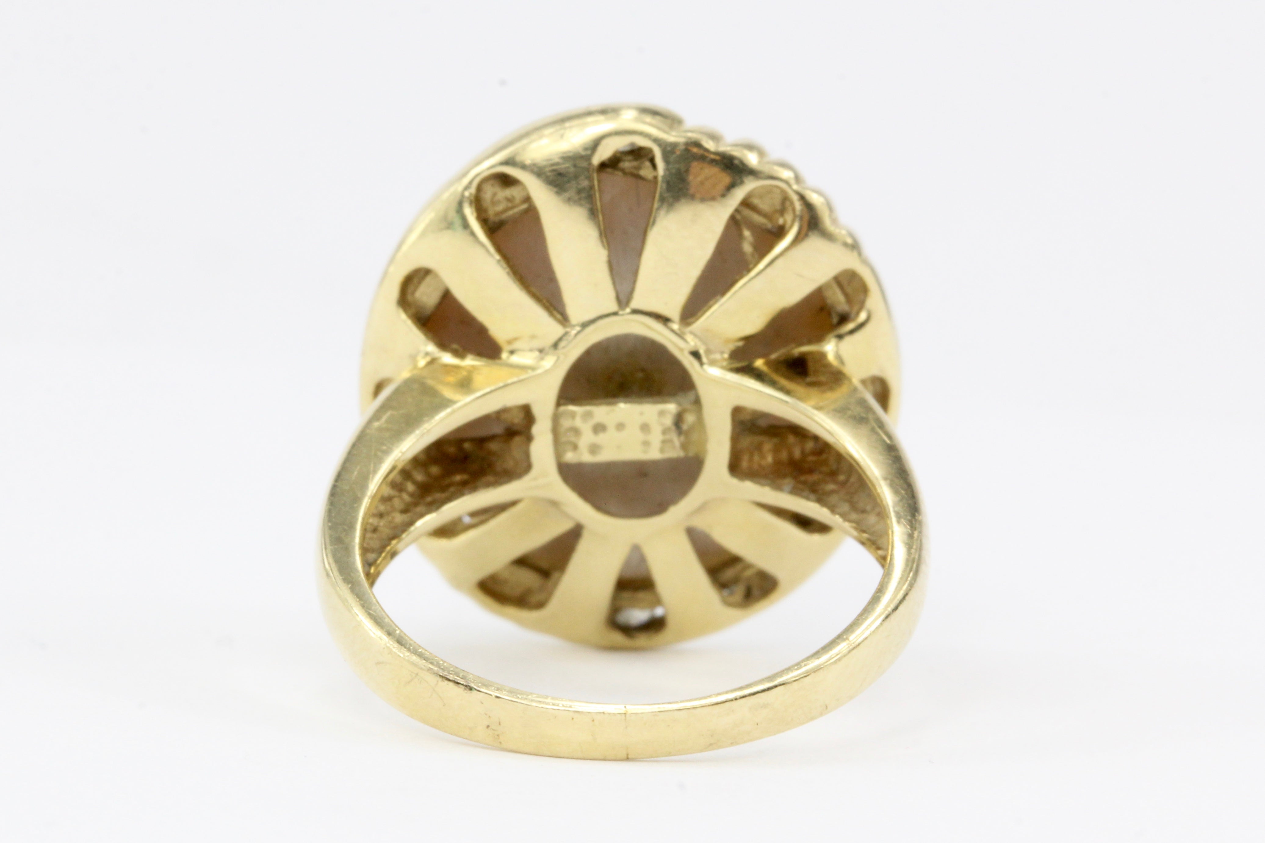 14K Yellow Gold 15.8mm Mabe Pearl with .10 CTW Diamond Ring - Queen May