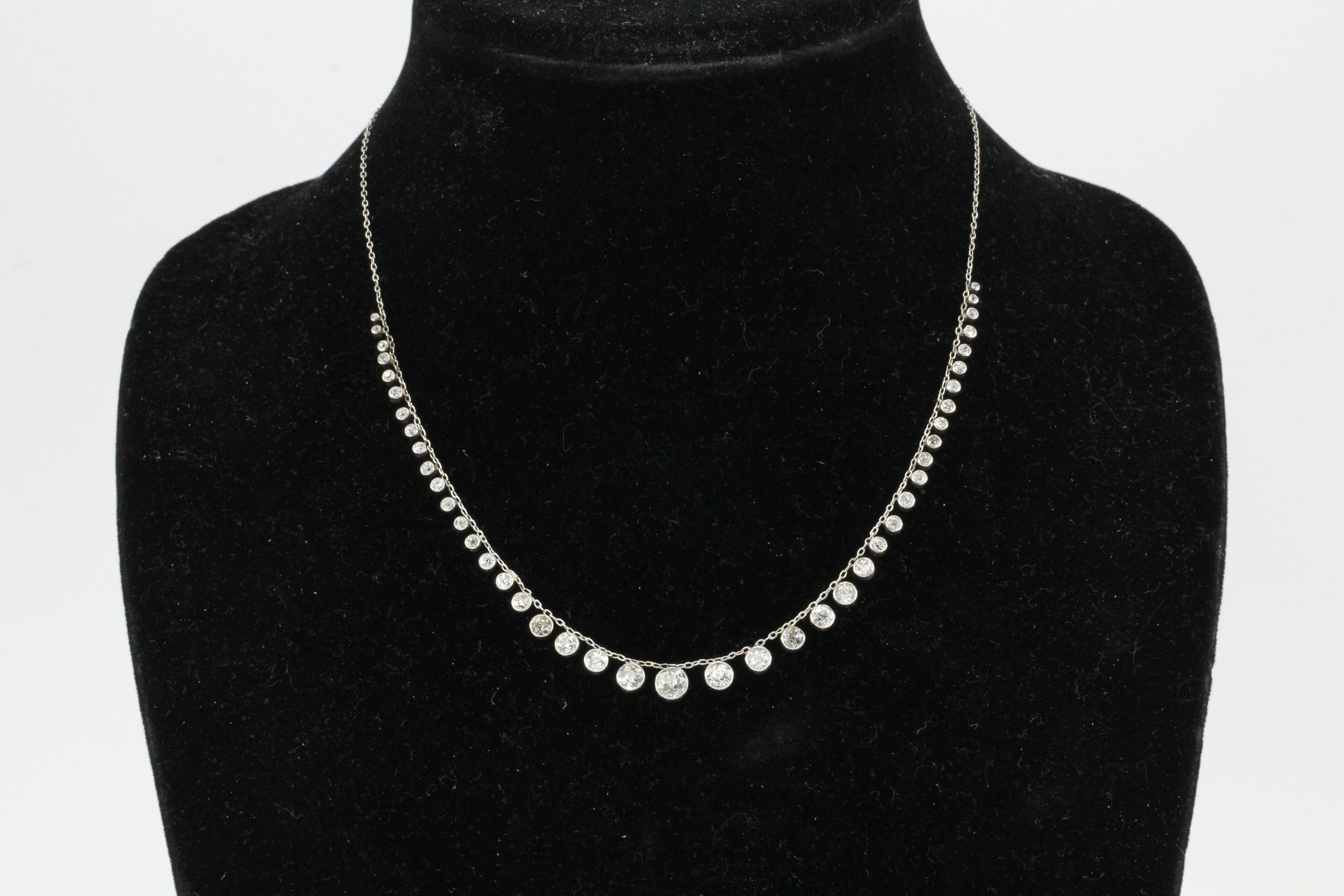 Edwardian Platinum Riviere 6 Carat Old European Diamond Necklace c.1910 - Queen May