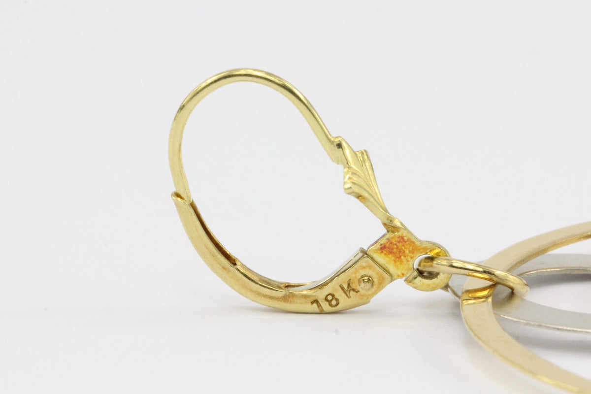 18K Yellow and White Gold Triple Hoop Dangle Earrings - Queen May