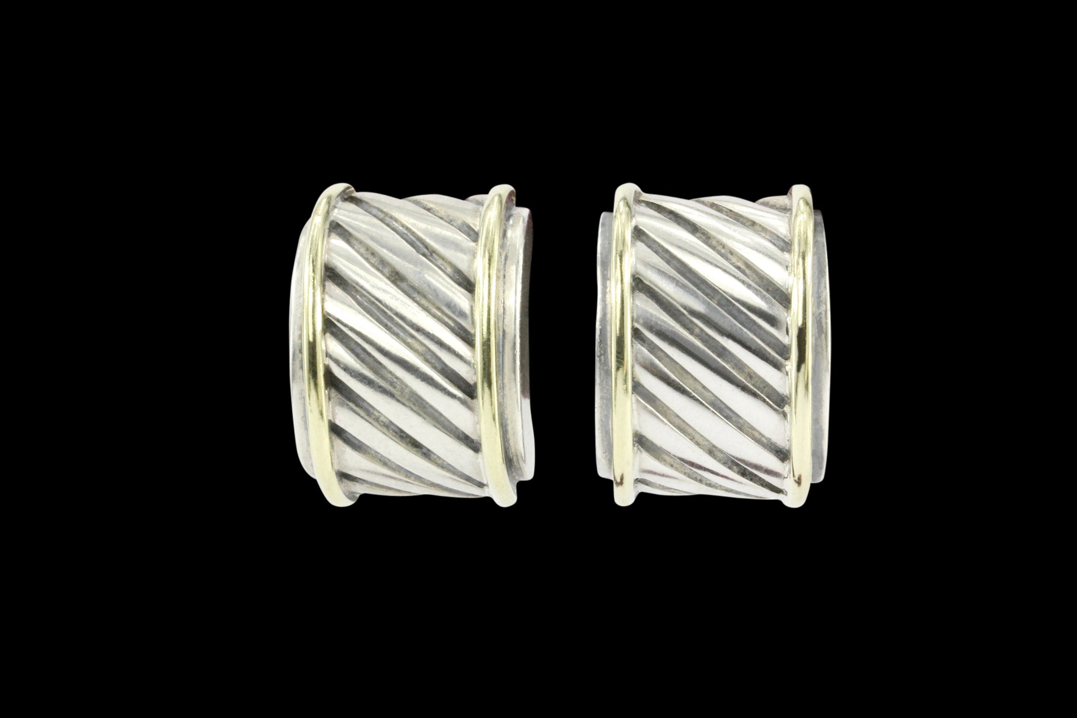 David Yurman Cable Classics Cigar Band Earrings Sterling Silver and 14K - Queen May