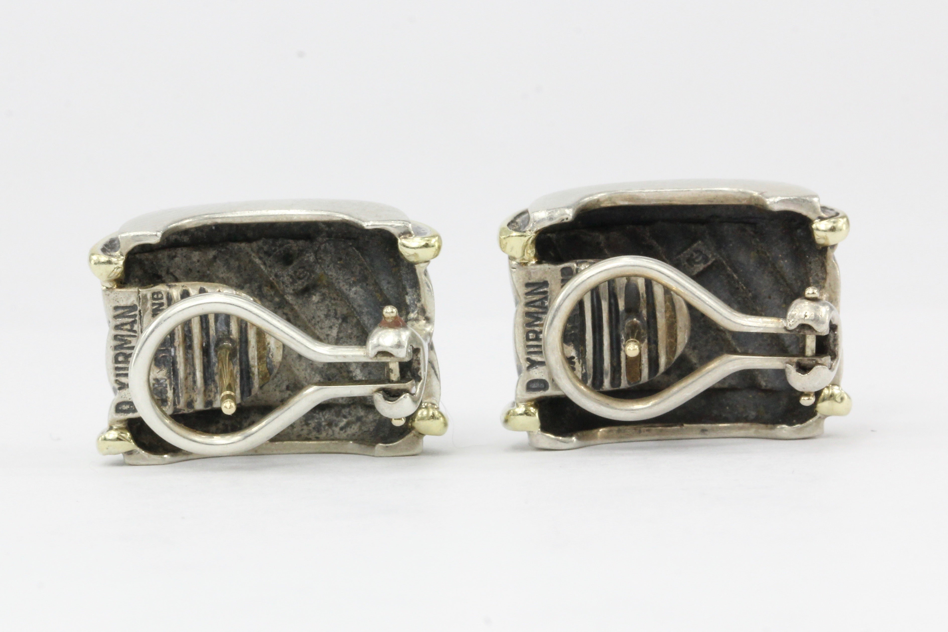 David Yurman Cable Classics Cigar Band Earrings Sterling Silver and 14K - Queen May