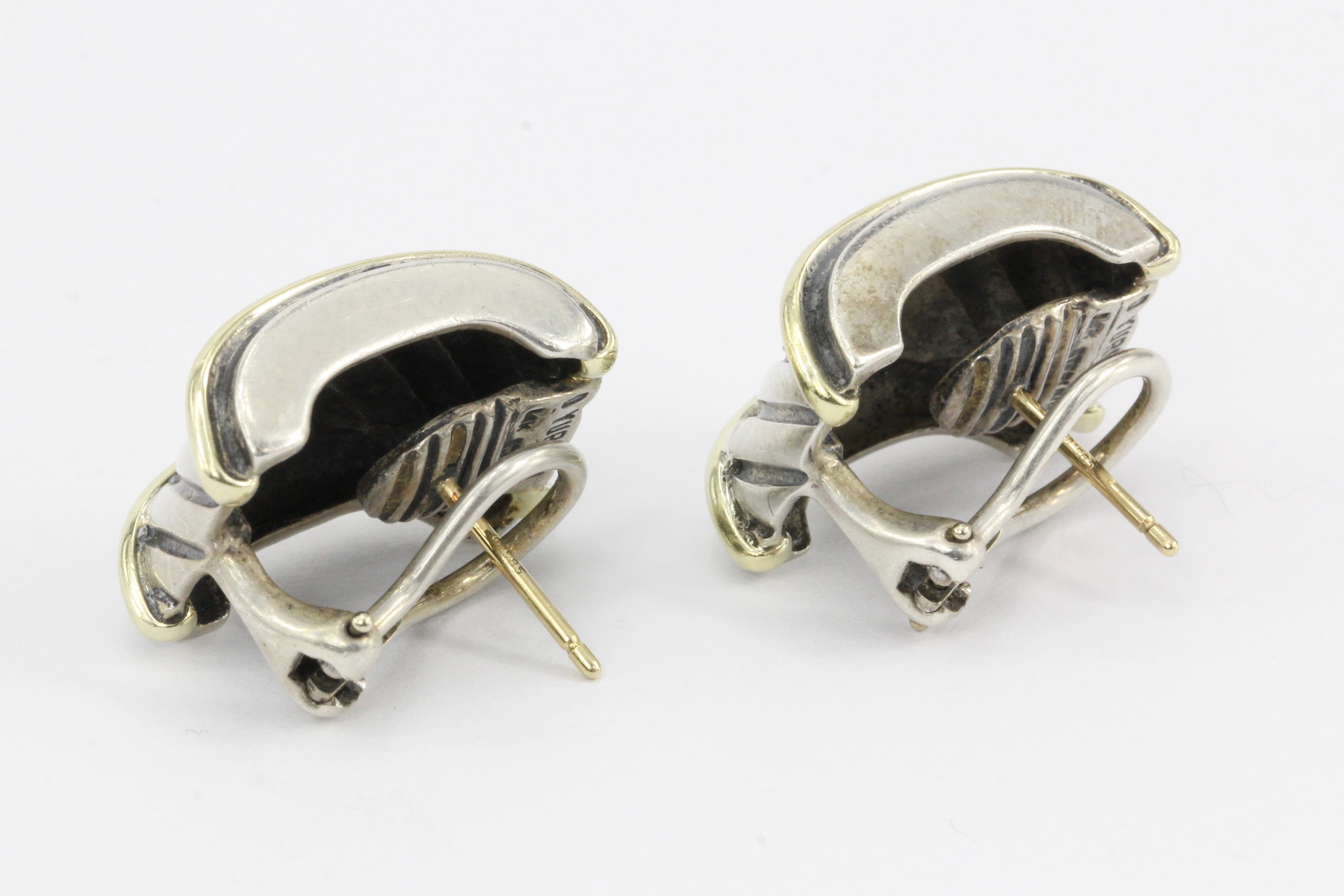 David Yurman Cable Classics Cigar Band Earrings Sterling Silver and 14K - Queen May