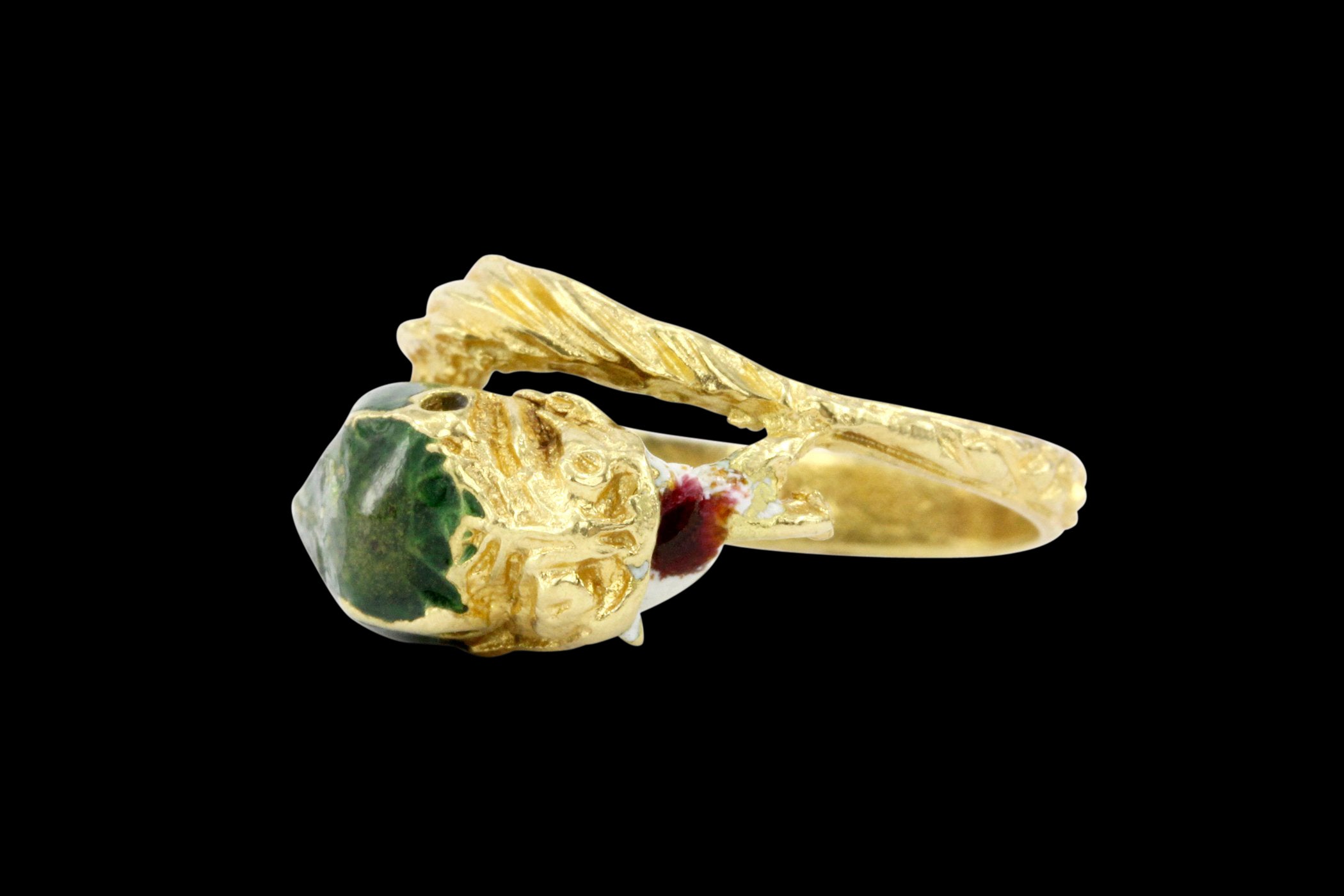 Retro 18K Yellow Gold Enamel Snake Ring - Queen May