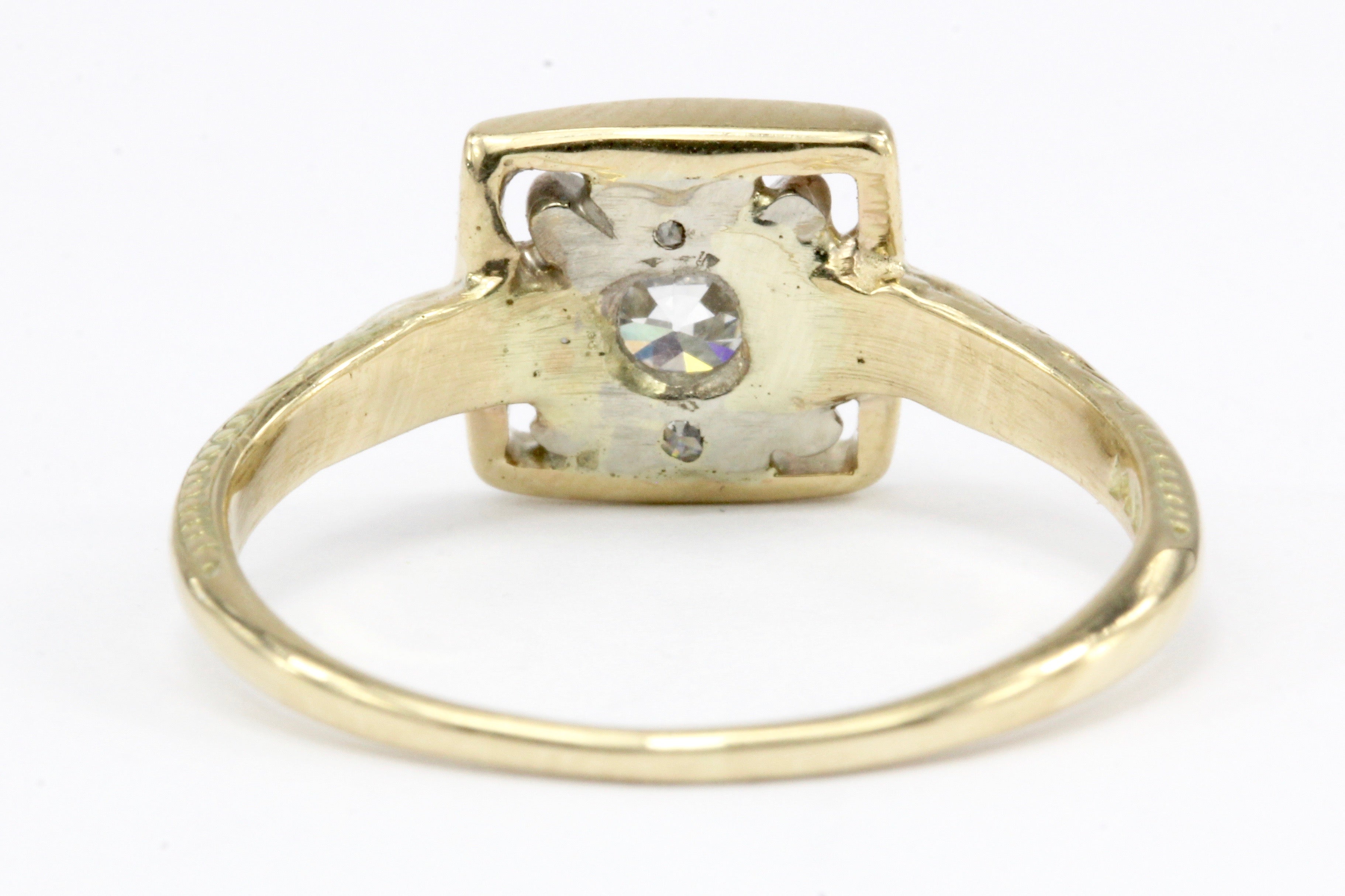 Art Deco 14K Yellow Gold Diamond Stickpin Conversion Ring Size 5.5 - Queen May