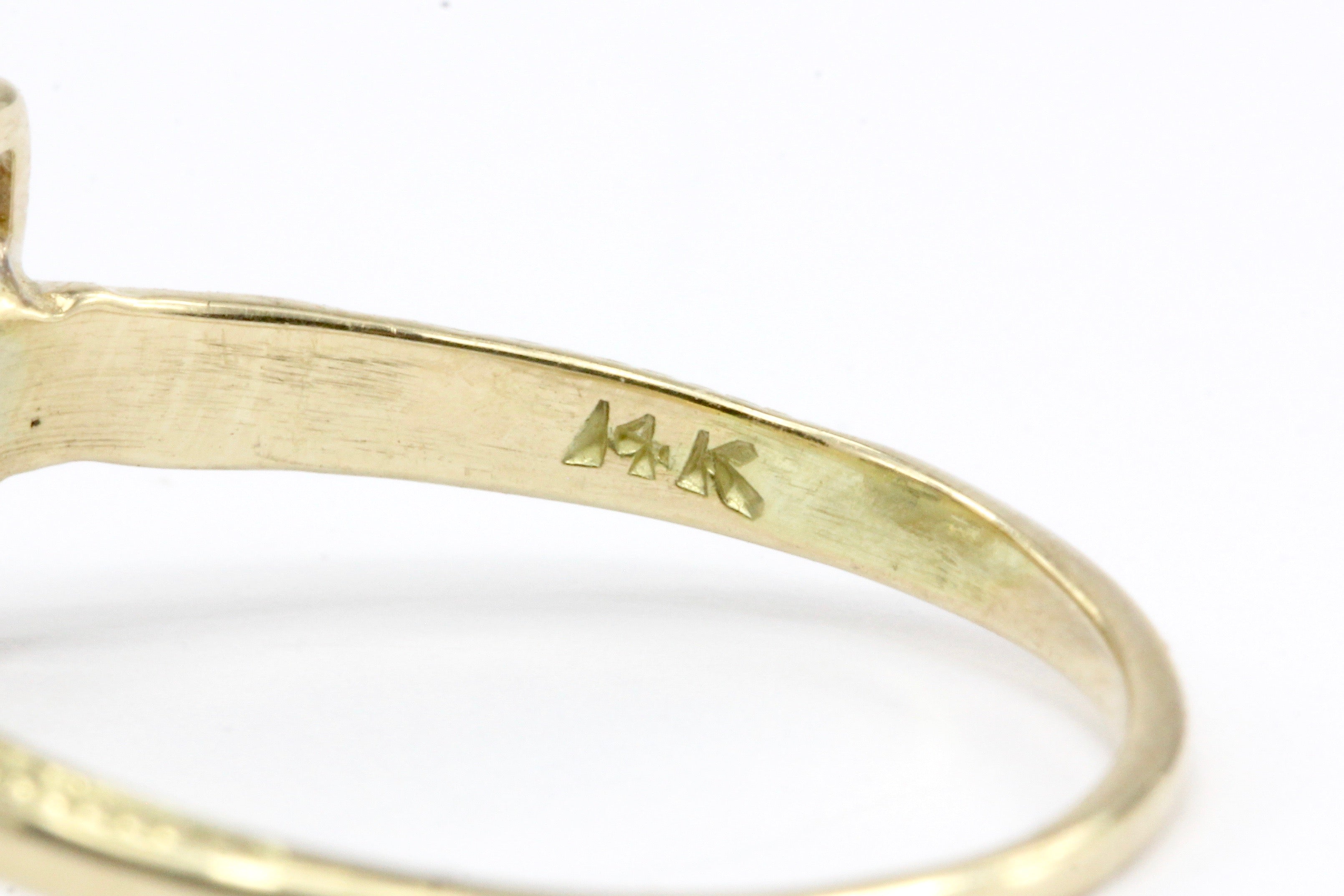 Art Deco 14K Yellow Gold Diamond Stickpin Conversion Ring Size 5.5 - Queen May