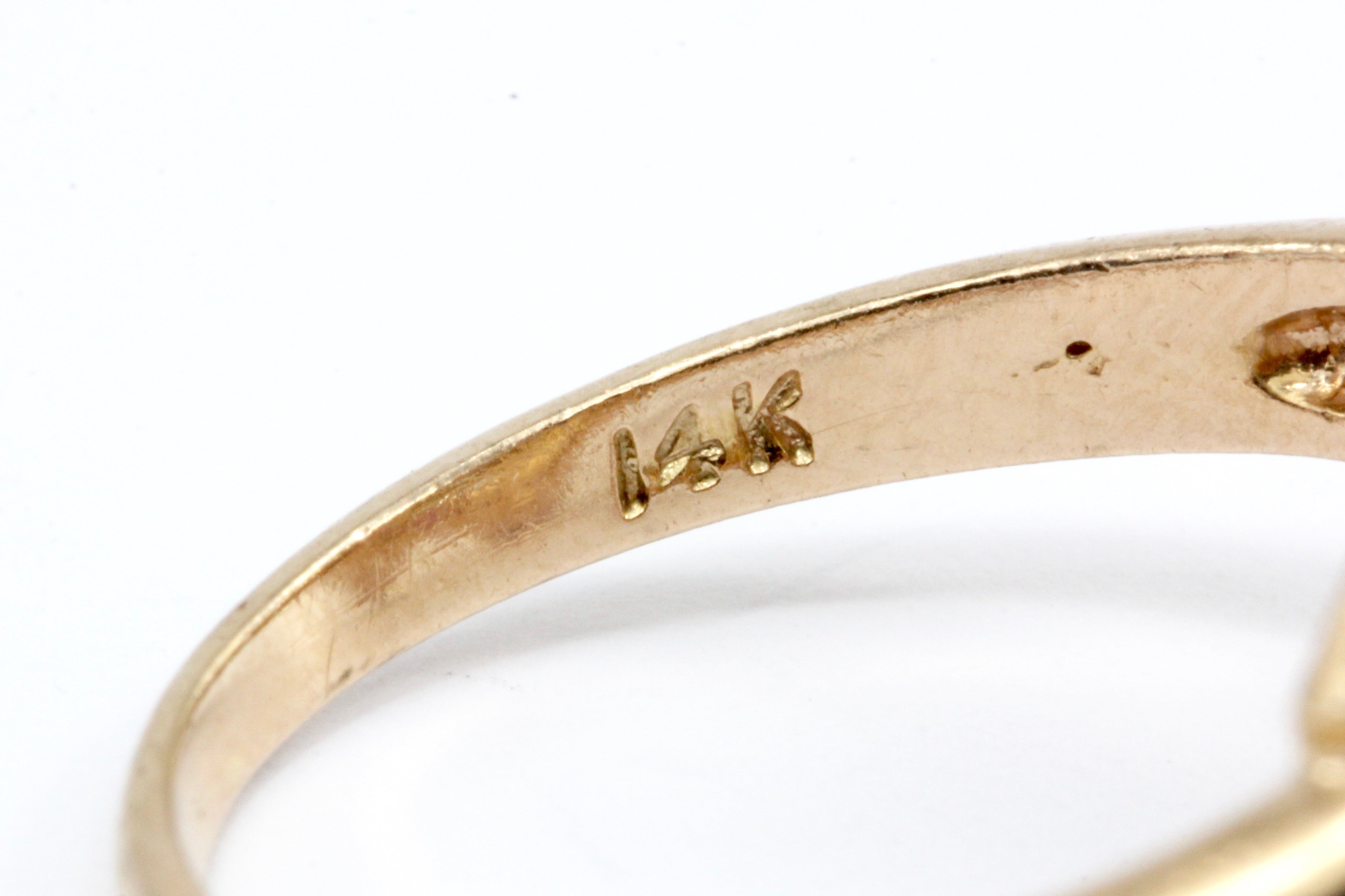 Retro 1940s 14K Rose Gold Diamond and Ruby Stylized Bow Ring Size 7 - Queen May