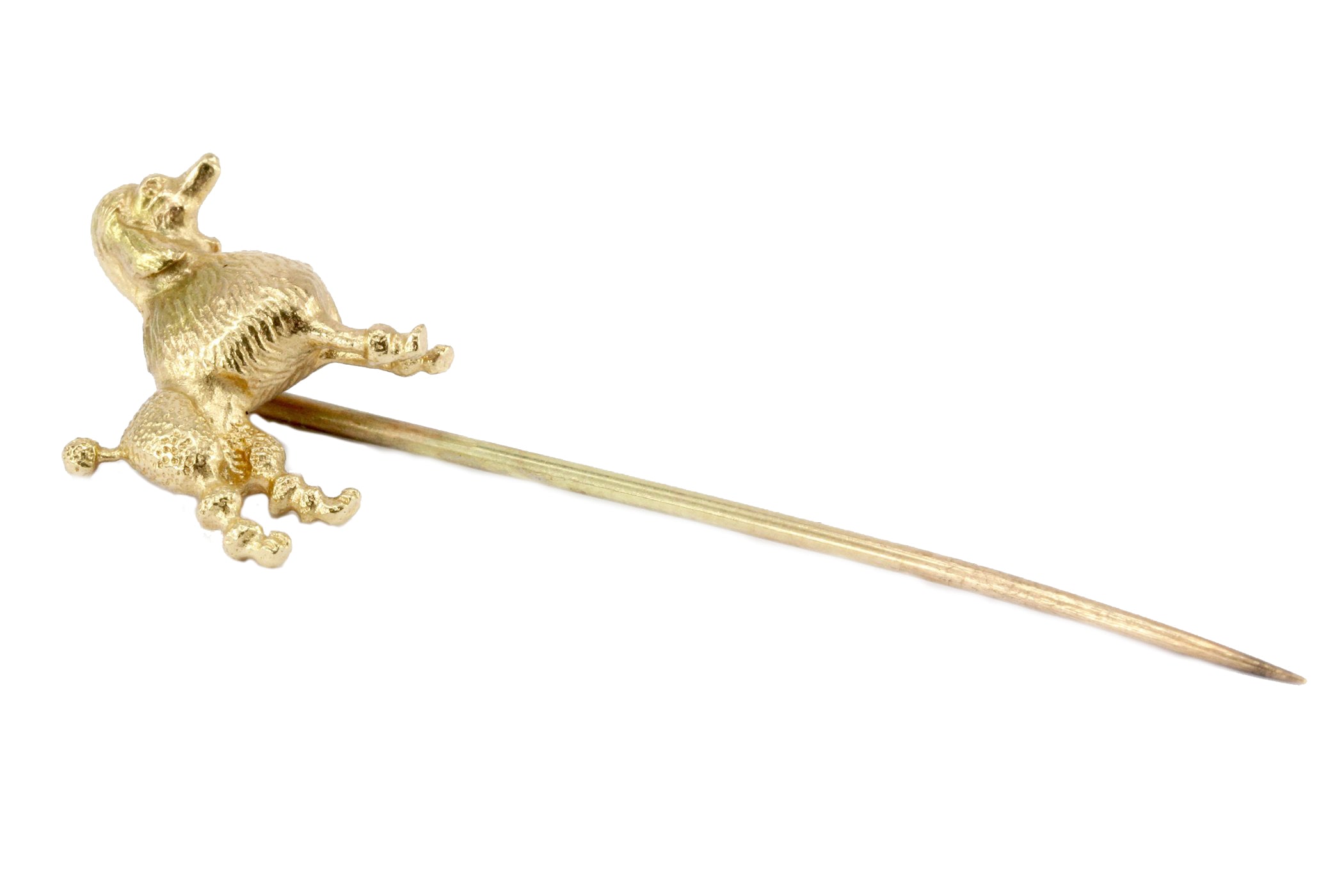 Vintage 14K Yellow Gold Poodle Dog Stick Pin - Queen May