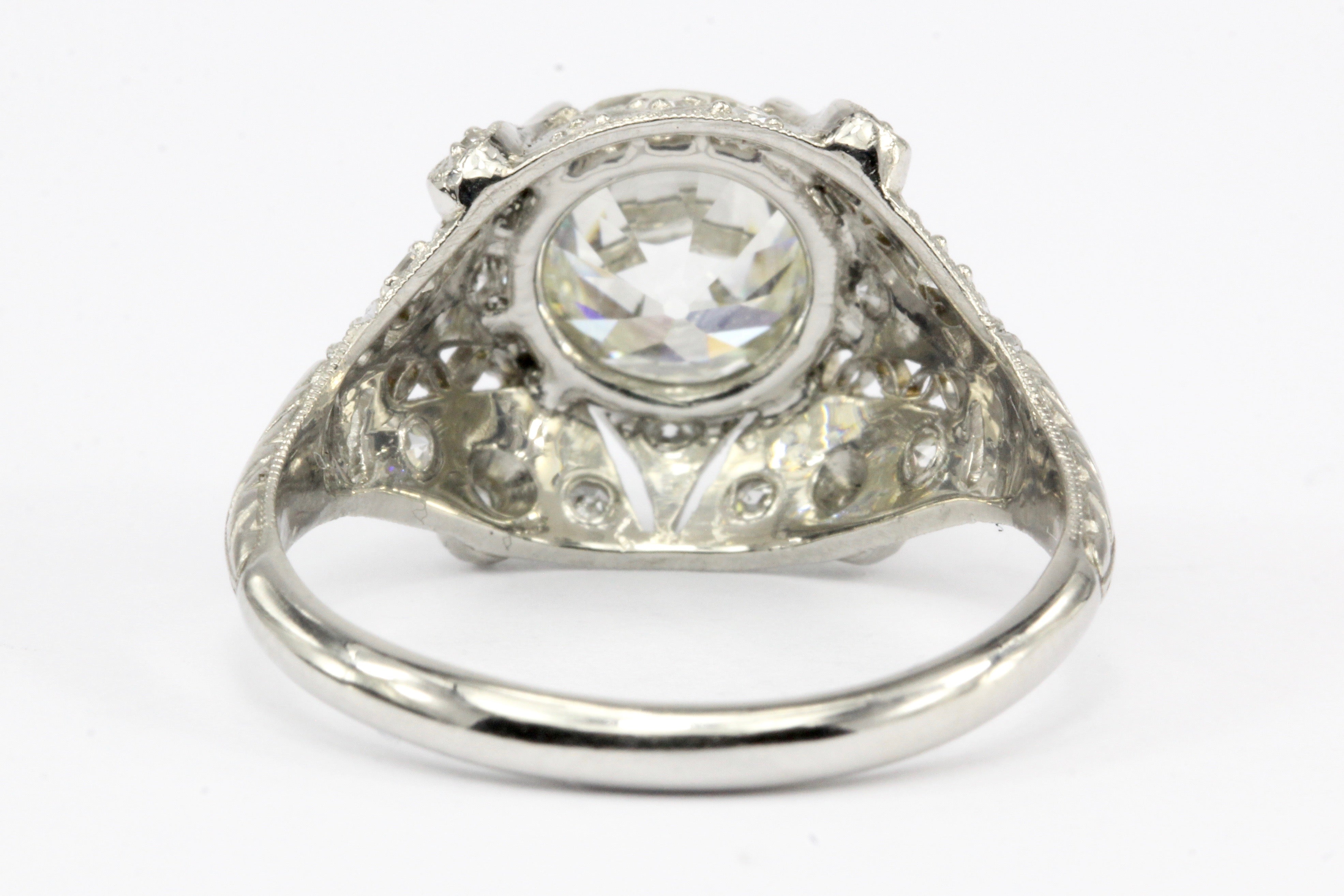 Art Deco Platinum 1.63 Ct Old European Cut EGL Certified Diamond Engagement Ring - Queen May