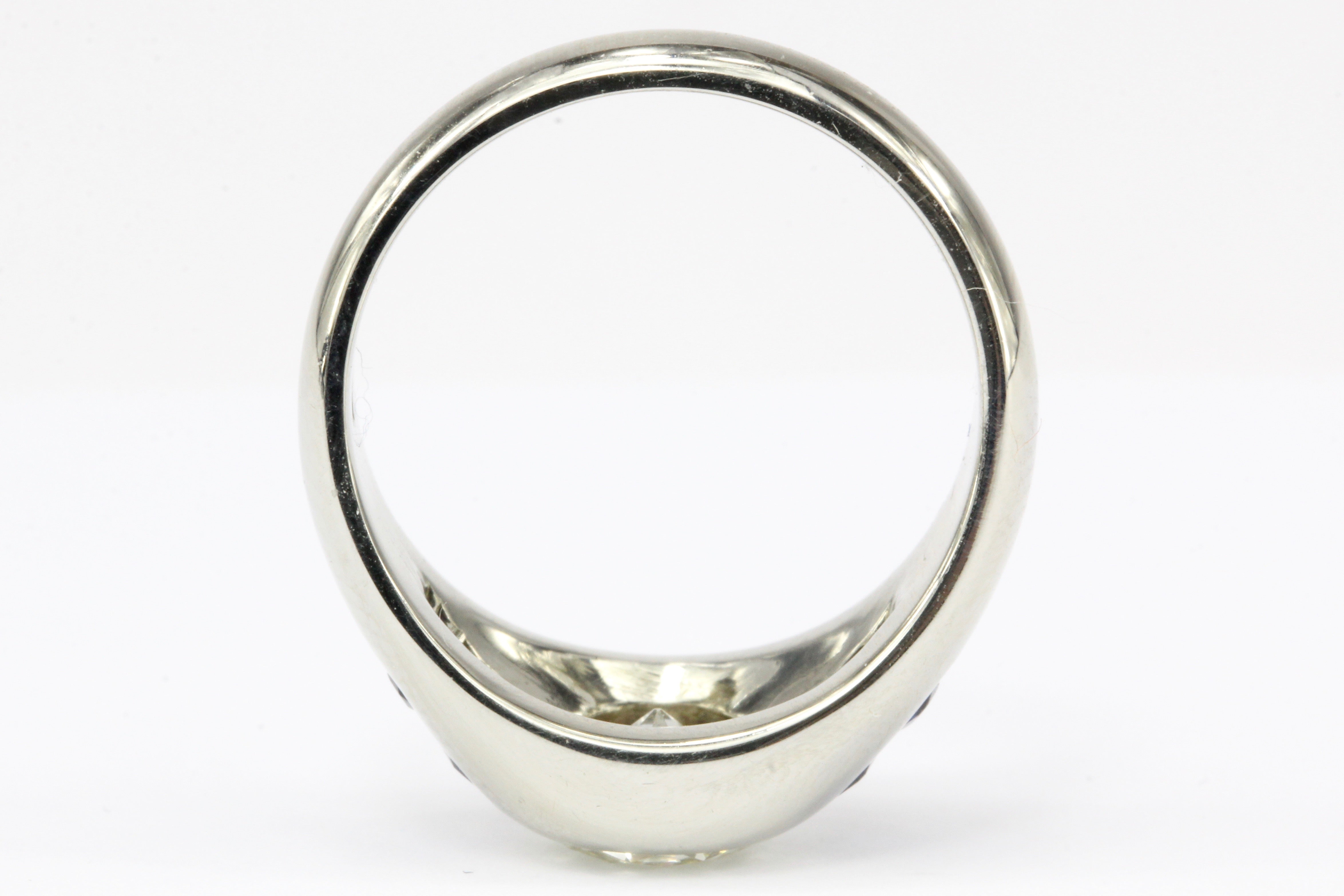 Art Deco 20K White Gold 1 CT Diamond & French Cut Gypsy Ring Size 6.25 - Queen May