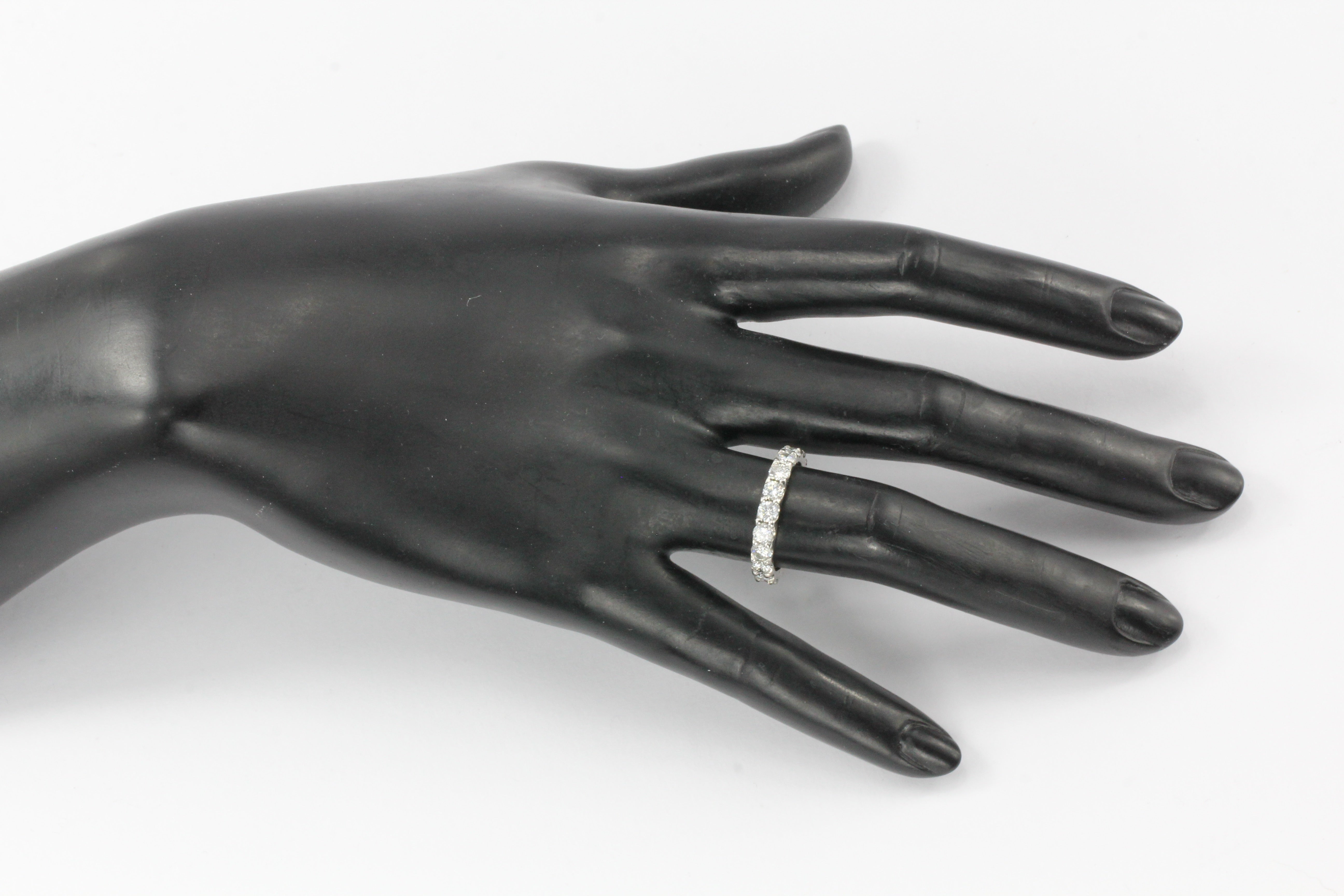 14K White Gold 2.5 CTW Diamond Eternity Band Size 7.5 - Queen May