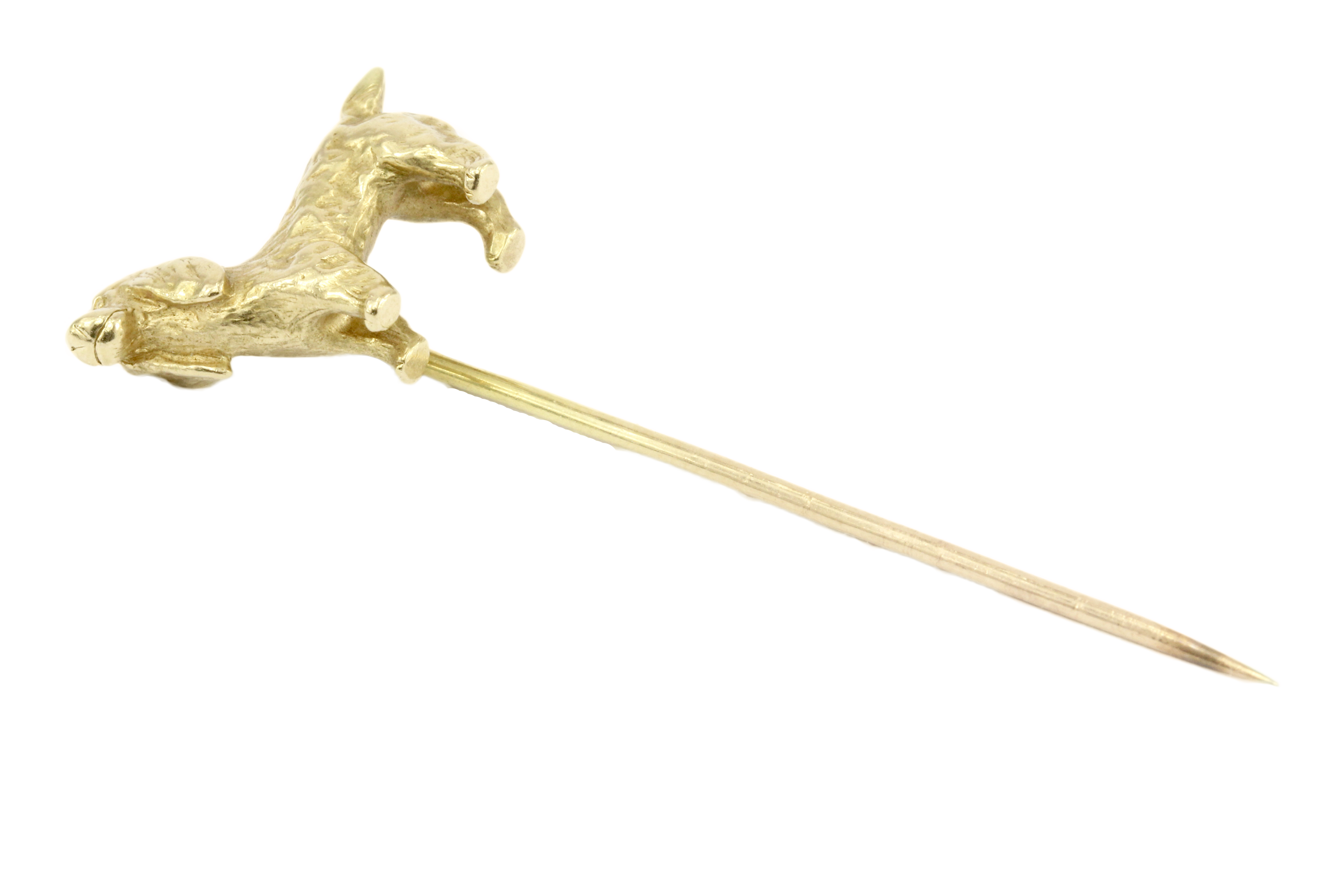 14K Yellow Gold Spaniel Dog Stick Pin - Queen May