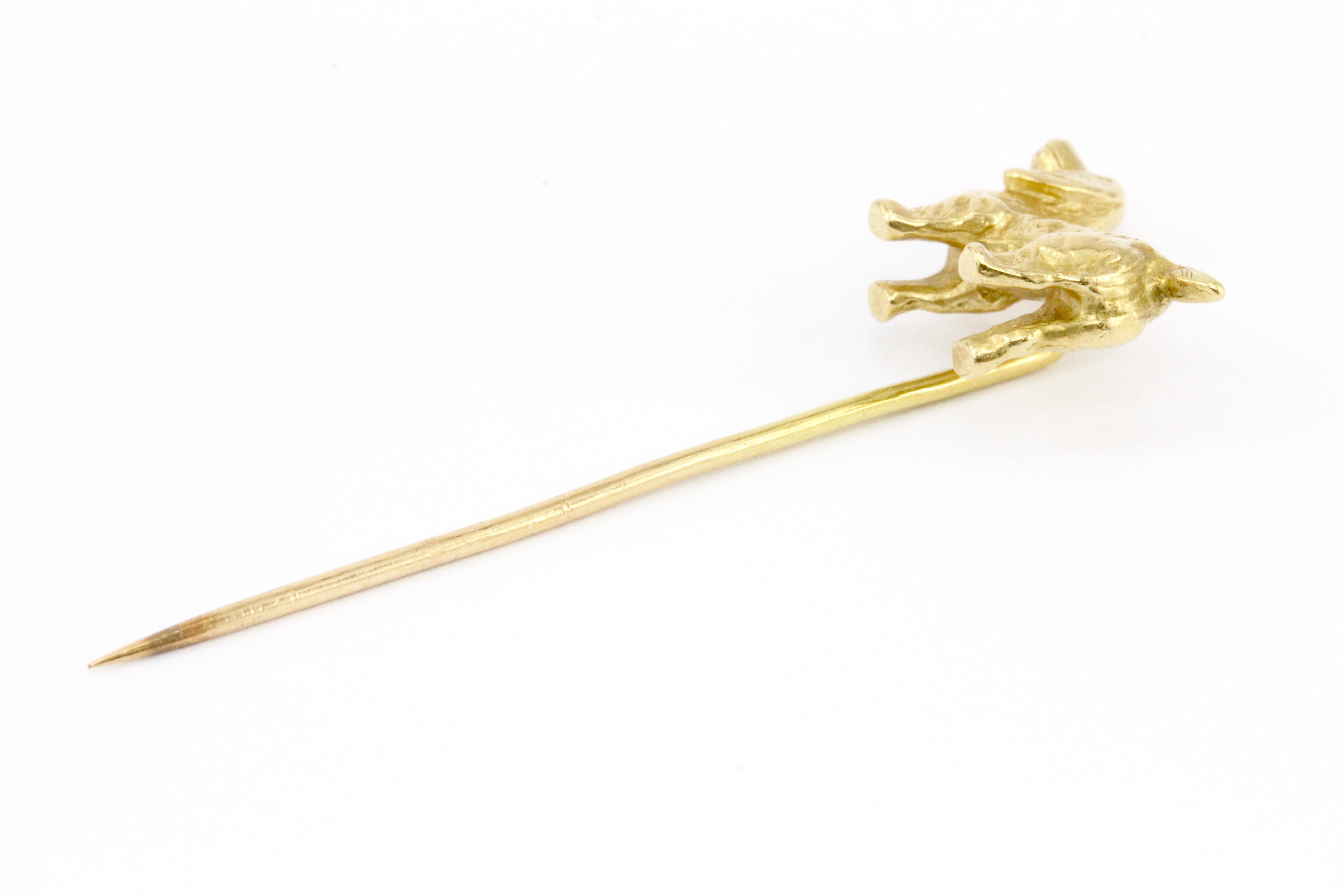 14K Yellow Gold Spaniel Dog Stick Pin - Queen May