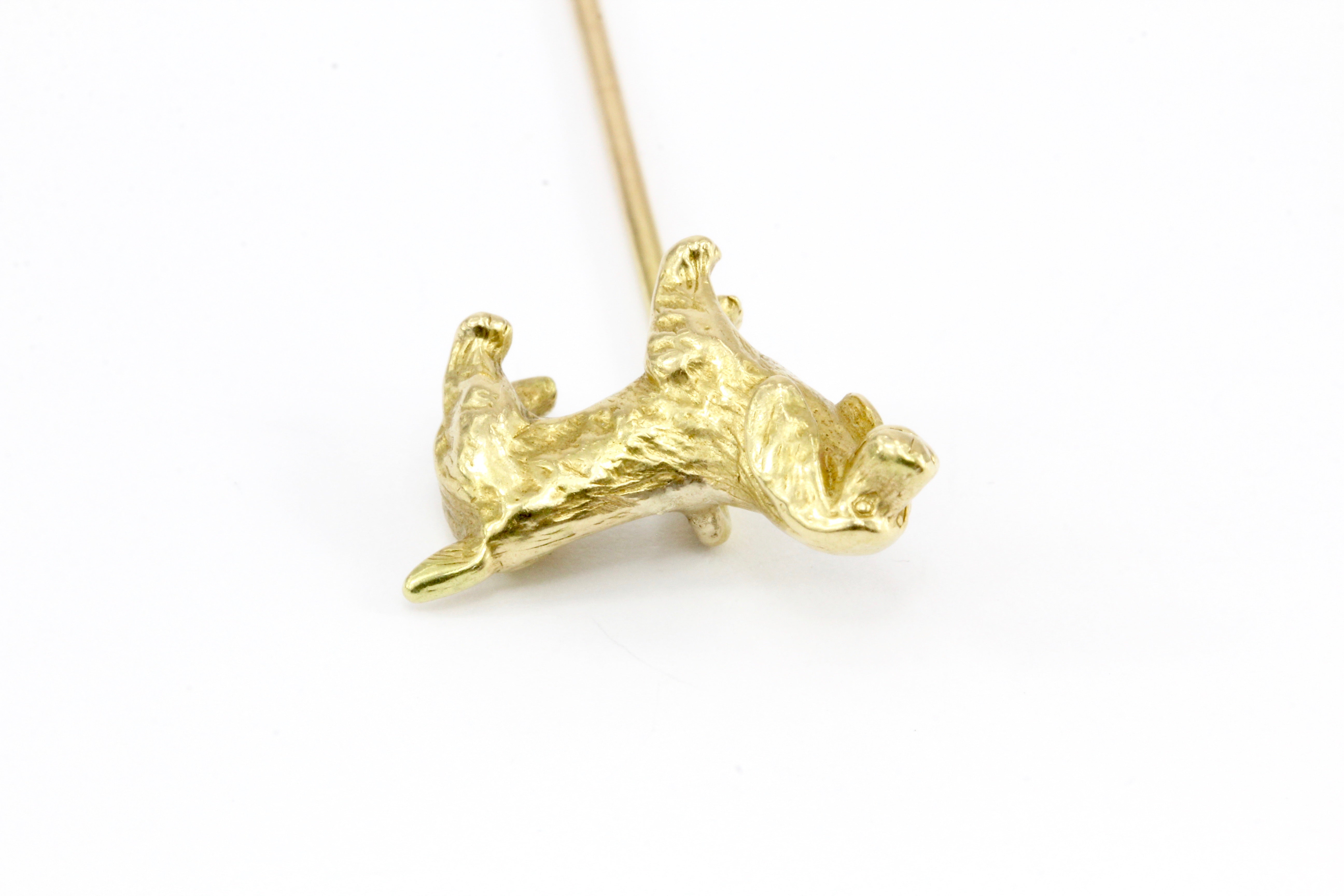 14K Yellow Gold Spaniel Dog Stick Pin - Queen May