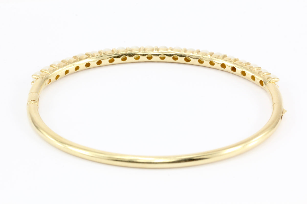 14K Yellow Gold 3.2mm Pearl Bangle Bracelet - Queen May