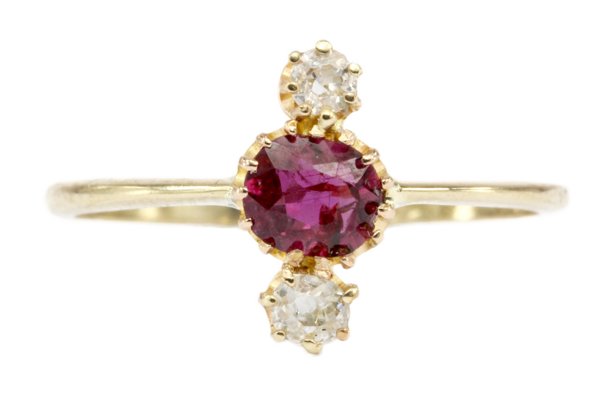 Victorian 18K Natural Ruby and Old Mine Cut Diamond Ring Conversion Size 7 - Queen May