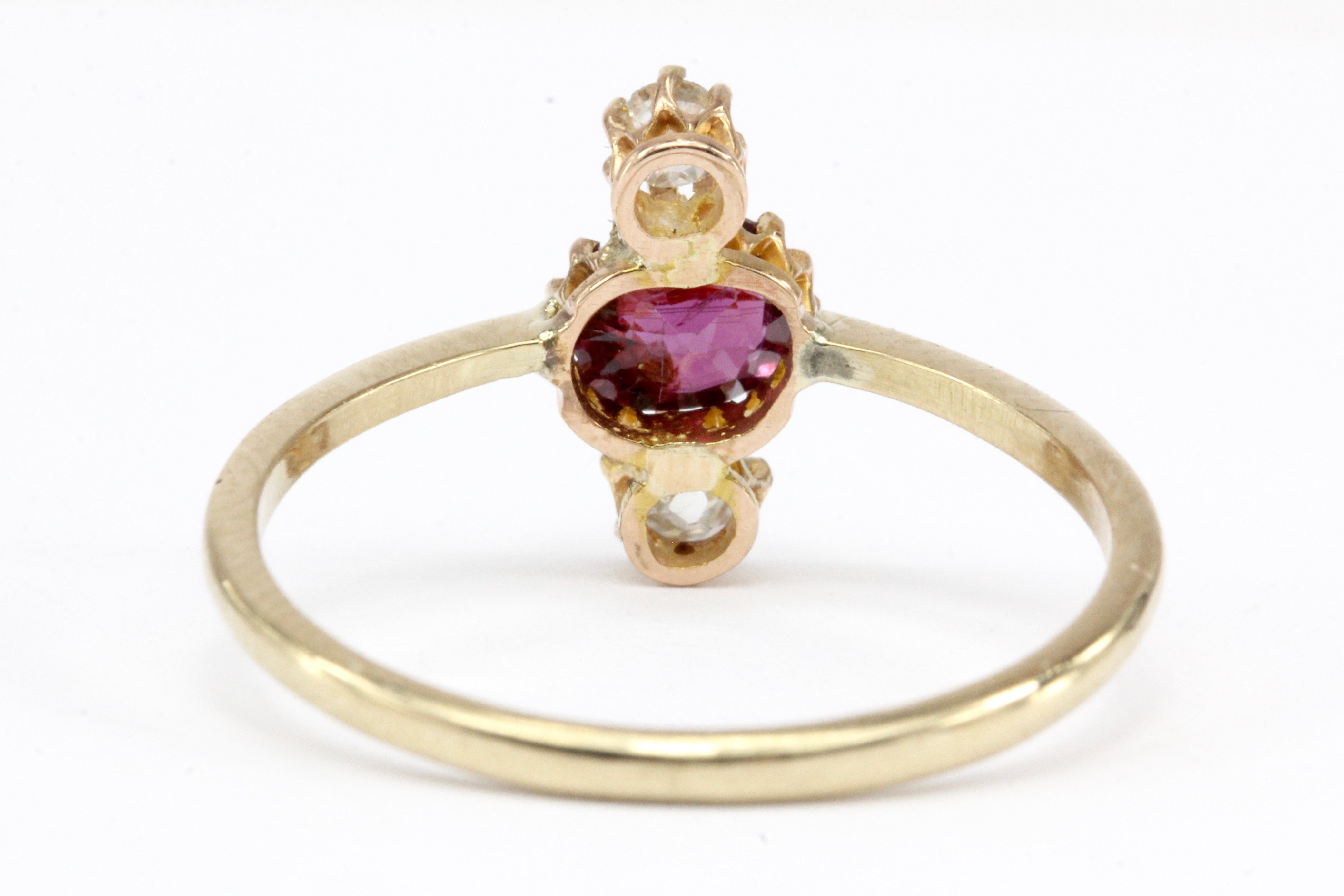 Victorian 18K Natural Ruby and Old Mine Cut Diamond Ring Conversion Size 7 - Queen May