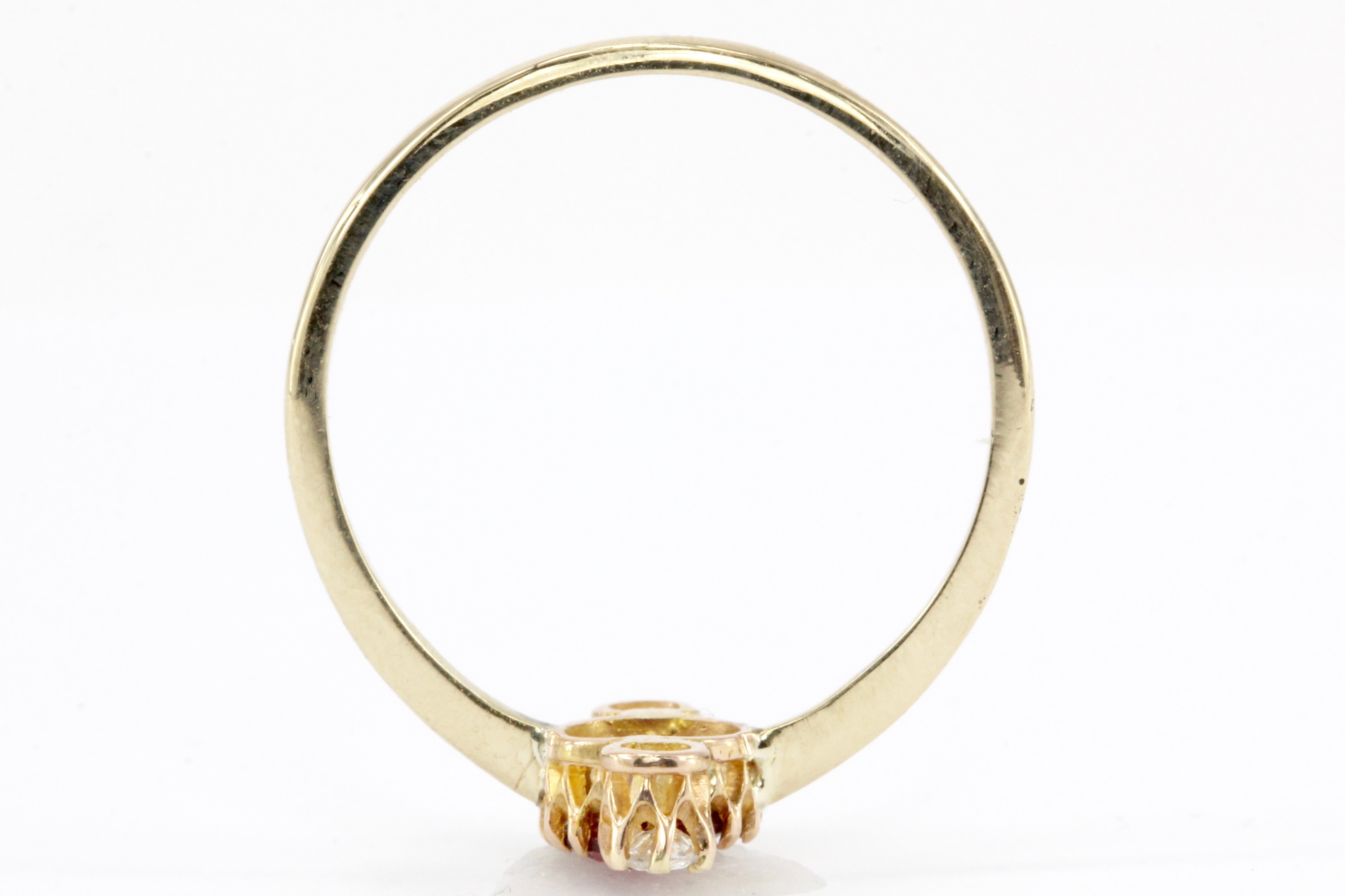 Victorian 18K Natural Ruby and Old Mine Cut Diamond Ring Conversion Size 7 - Queen May