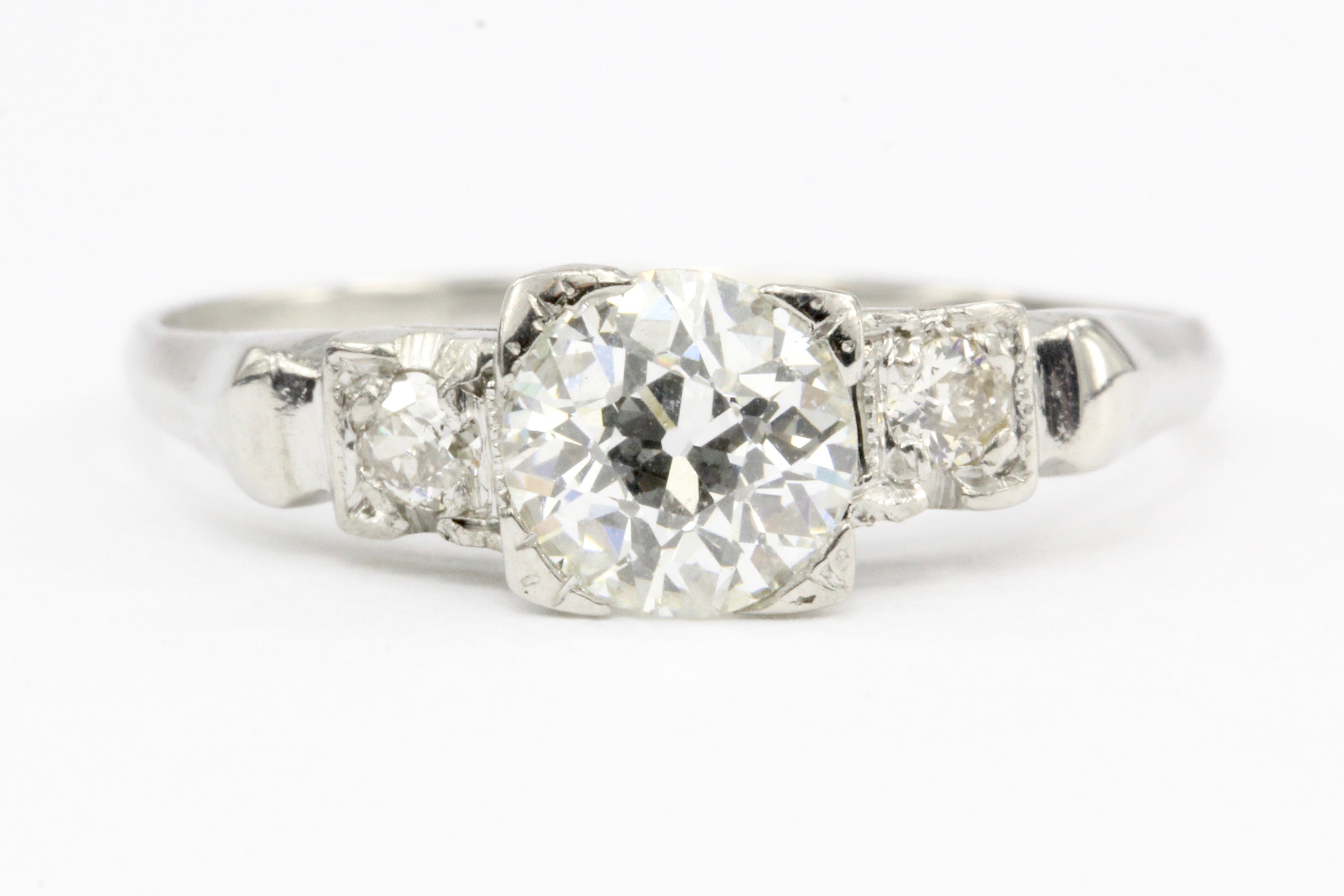 Art Deco Platinum Old European Cut Diamond Engagement Ring c.1930's - Queen May