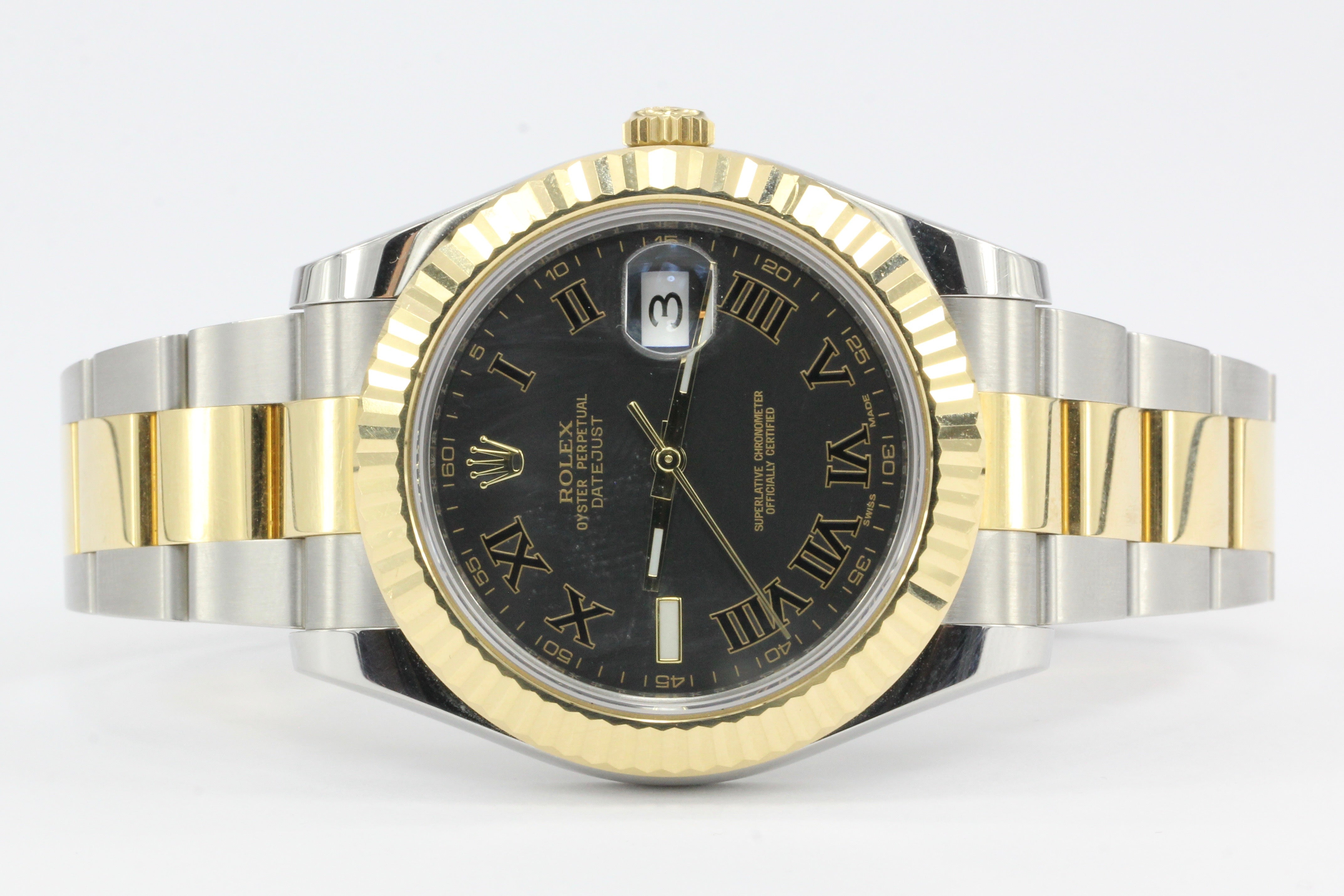 Rolex 2015 Oyster Datejust 116333 Slate Roman Dial Steel 18k Mens Watch - Queen May