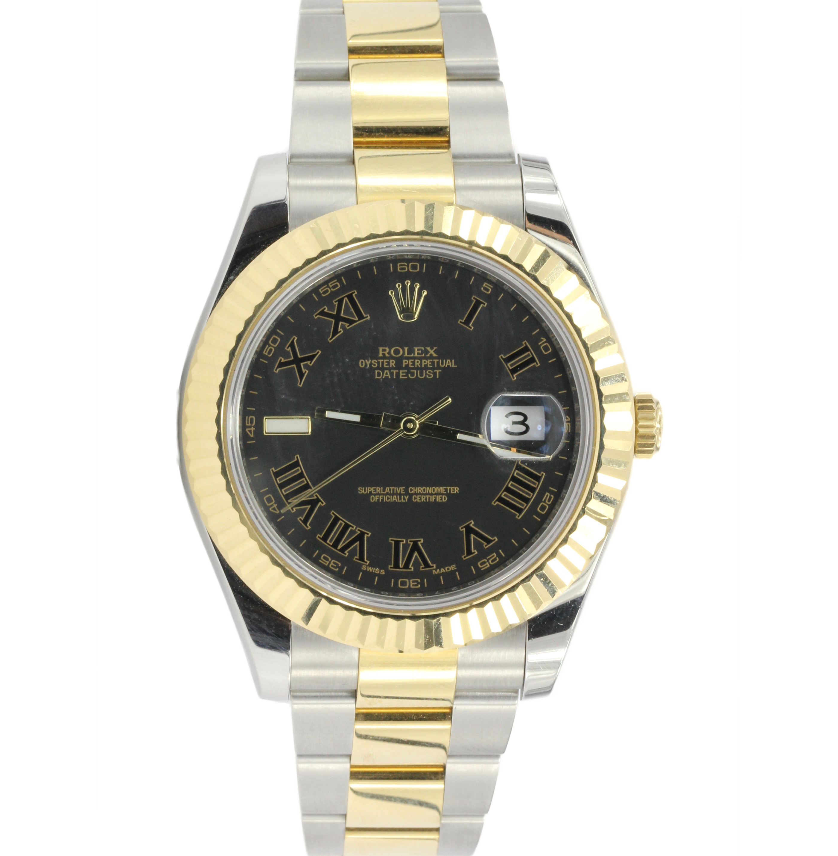 Rolex 2015 Oyster Datejust 116333 Slate Roman Dial Steel 18k Mens Watch - Queen May
