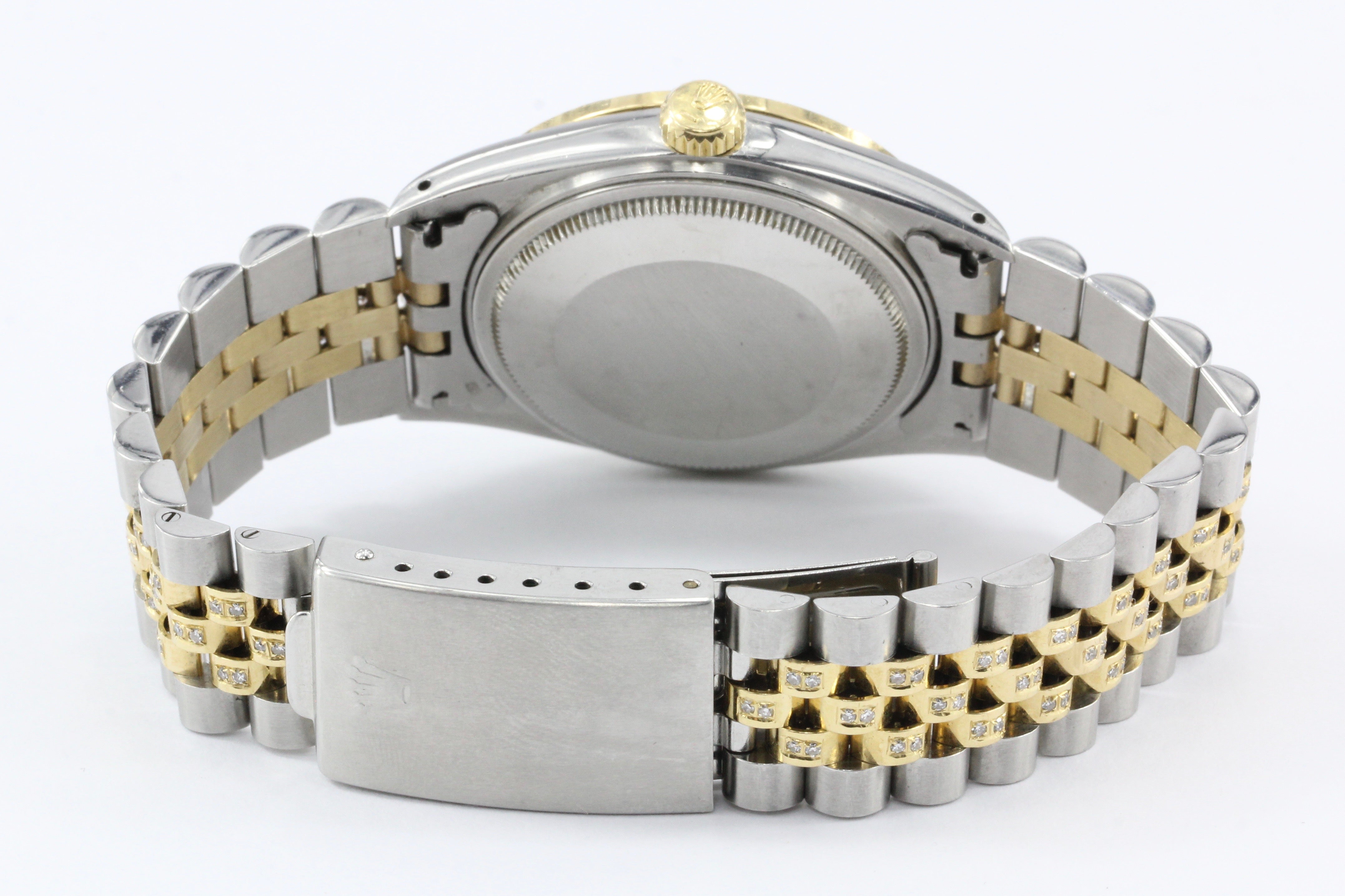 Rolex Oyster Perpetual Datejust 16013 Diamond Stainless 18K Mens Watch - Queen May