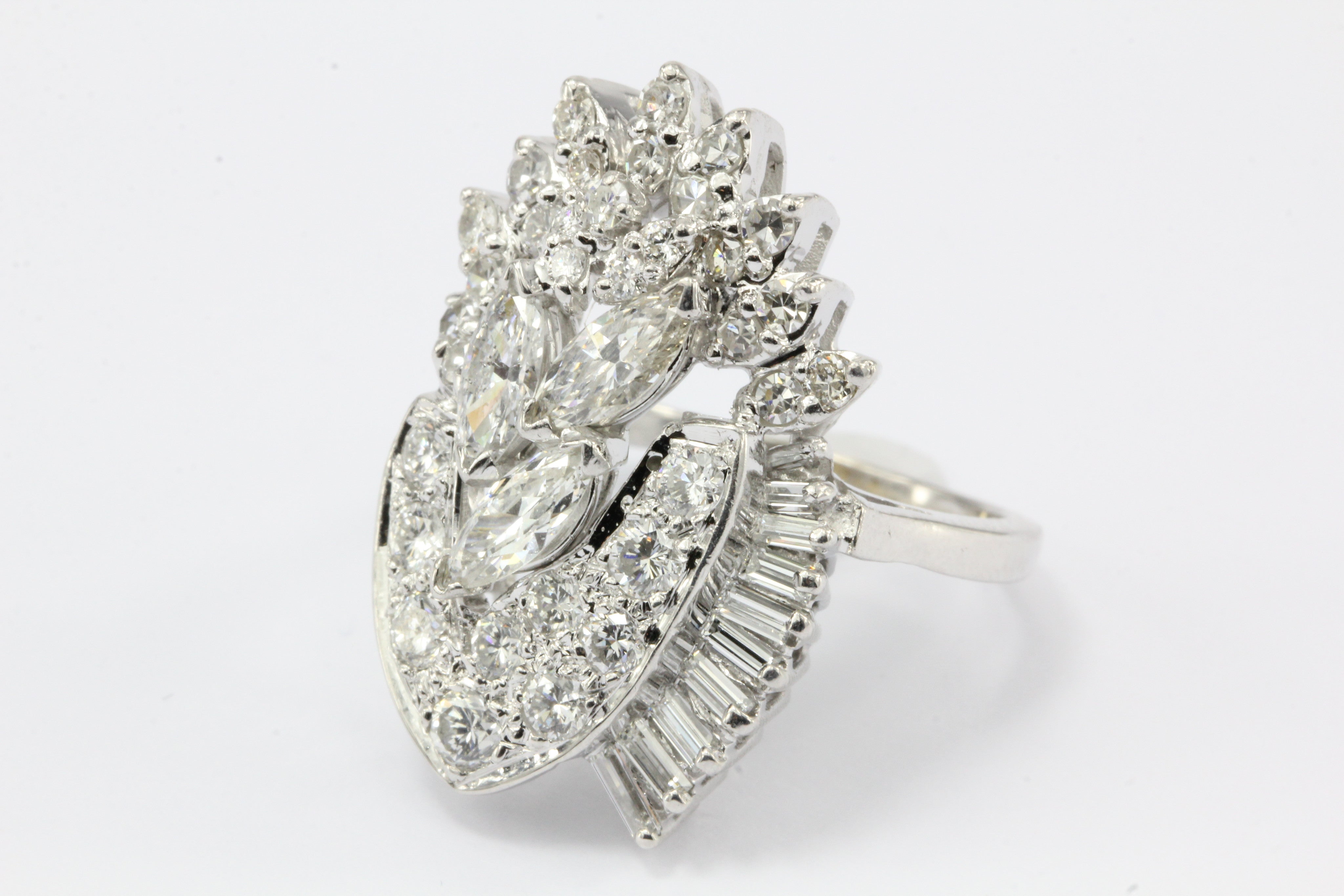 Retro Harold Freeman EREV 14K White Gold Diamond Cocktail Ring c.1960's - Queen May