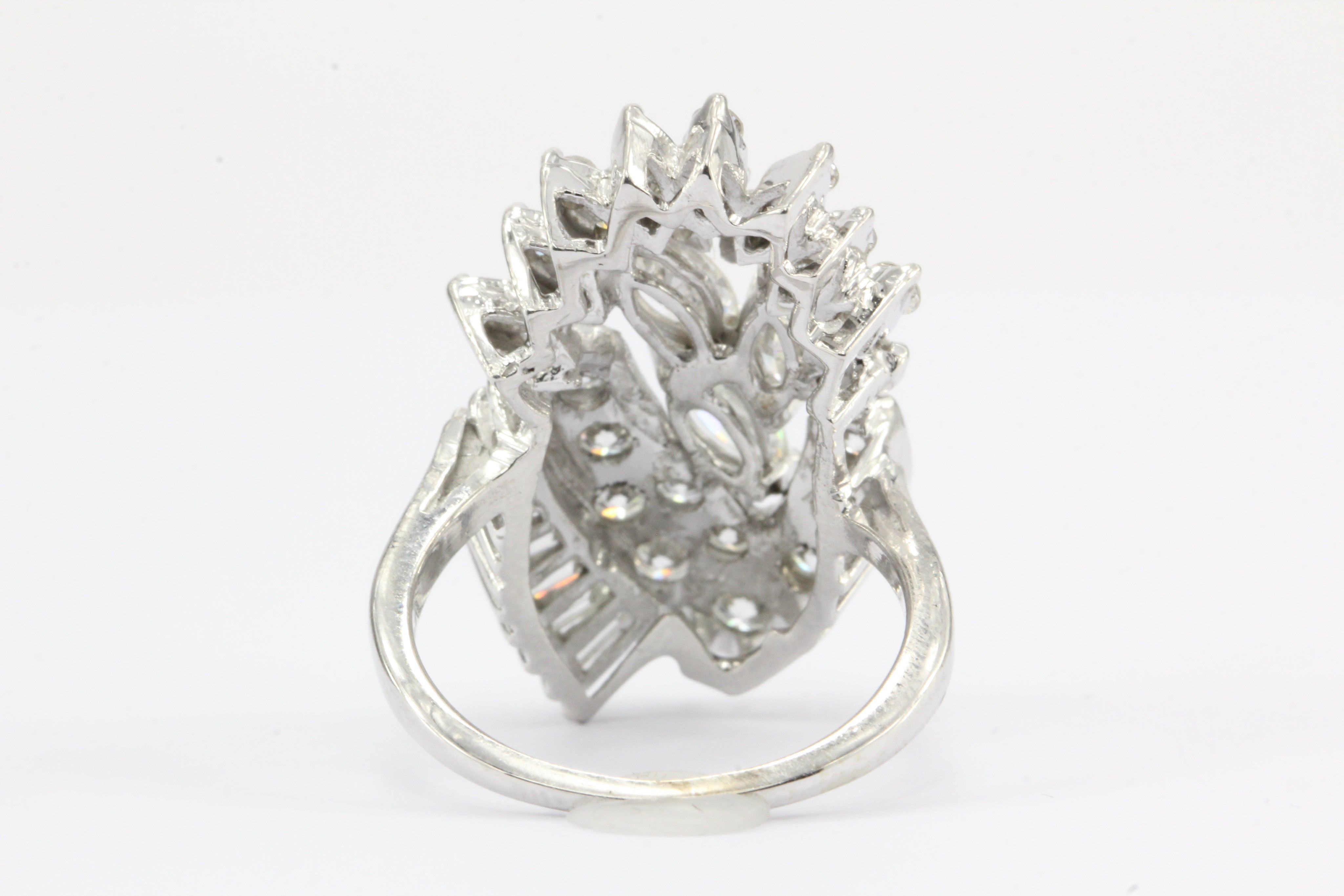 Retro Harold Freeman EREV 14K White Gold Diamond Cocktail Ring c.1960's - Queen May