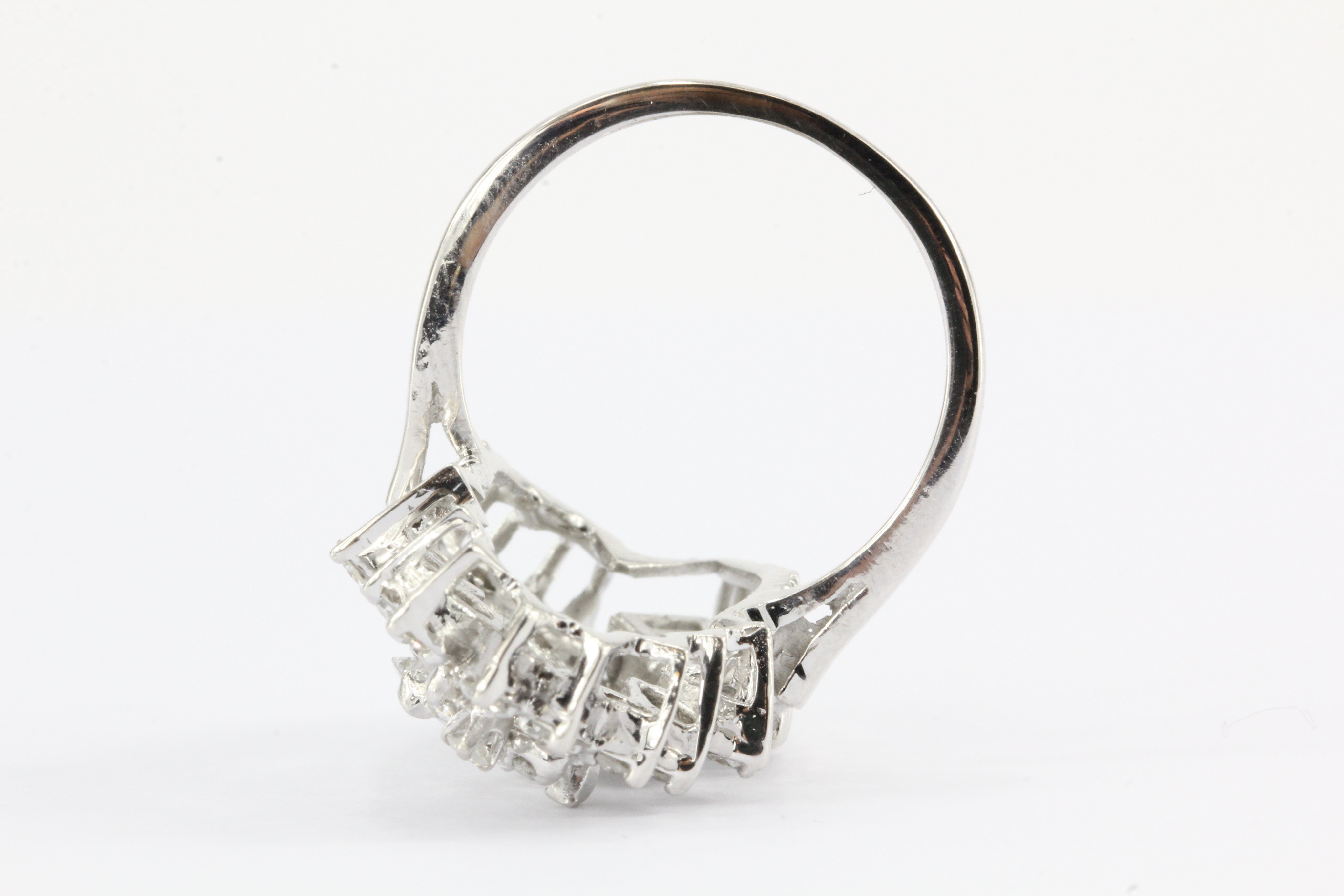Retro Harold Freeman EREV 14K White Gold Diamond Cocktail Ring c.1960's - Queen May