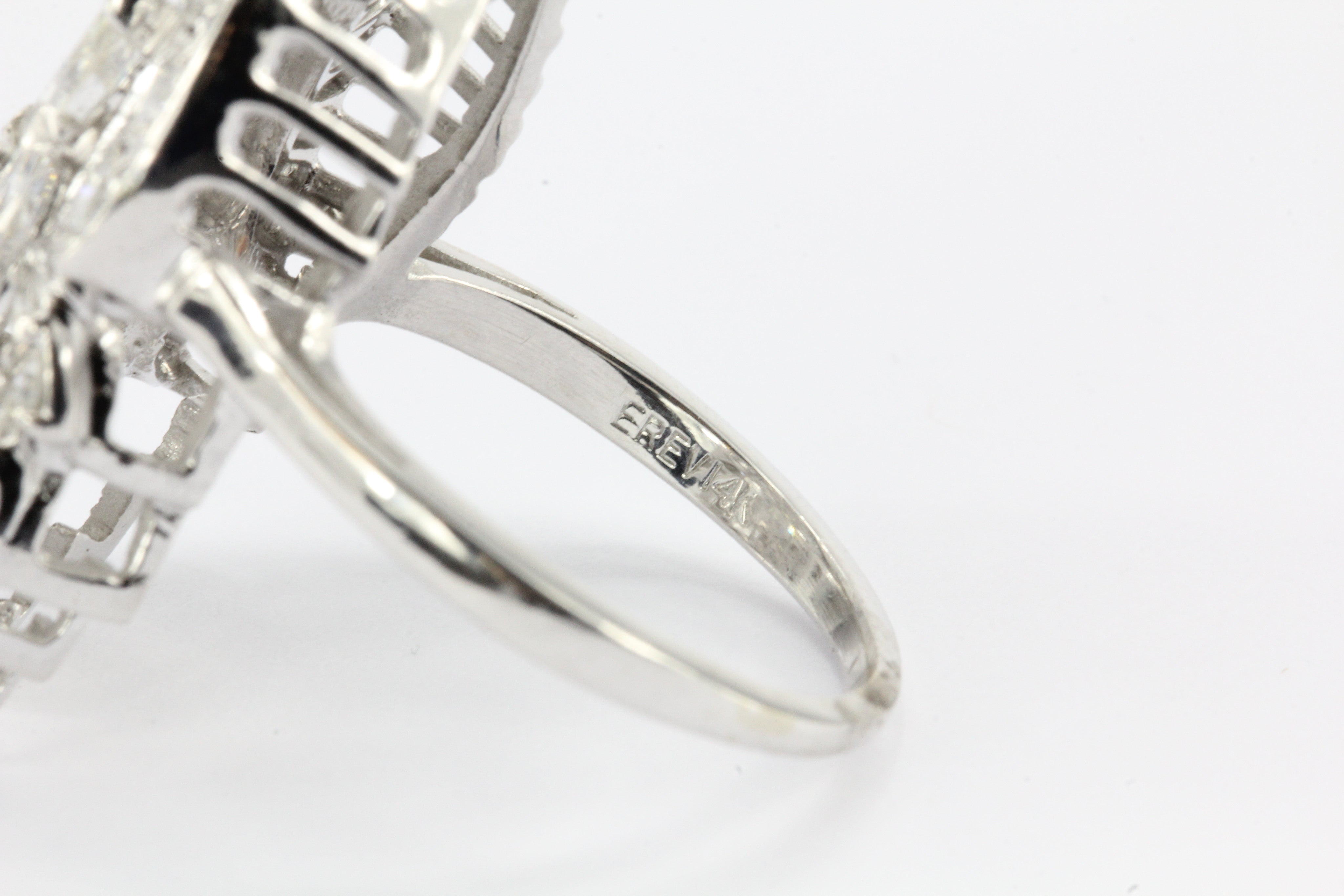 Retro Harold Freeman EREV 14K White Gold Diamond Cocktail Ring c.1960's - Queen May