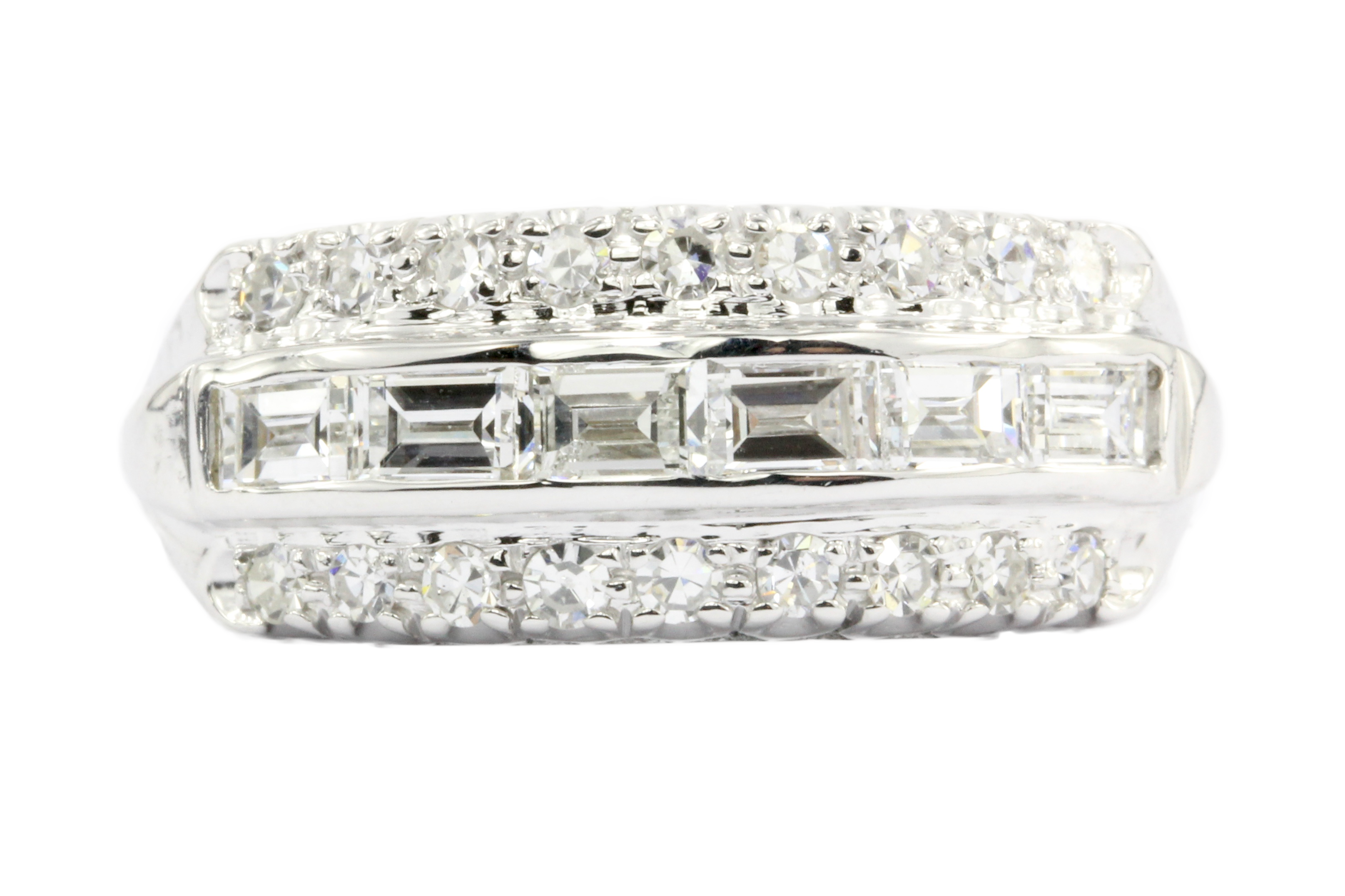 14K White Gold Diamond Half Band Ring c.1940's - Queen May