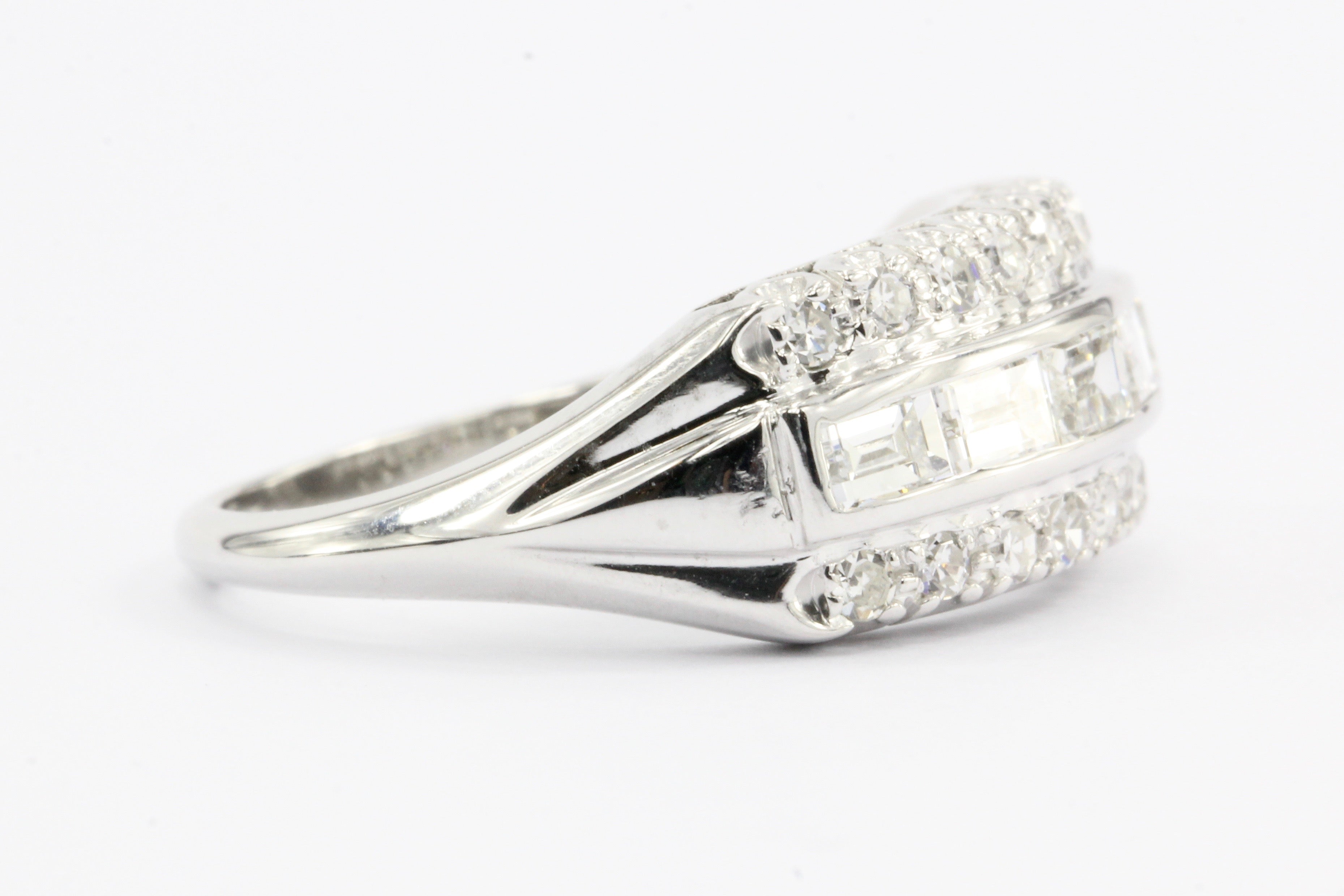 14K White Gold Diamond Half Band Ring c.1940's - Queen May