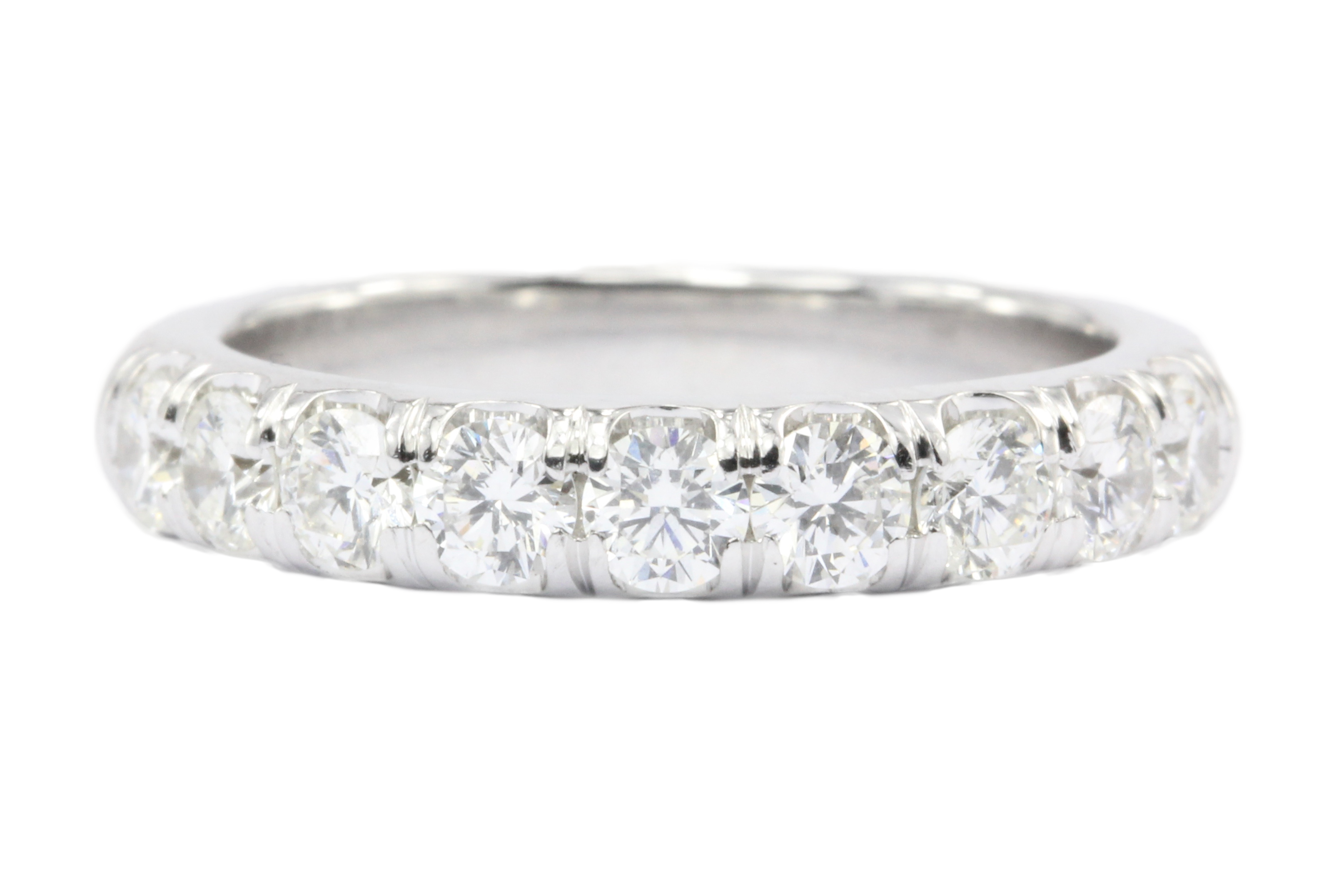 14K White Gold 1 Carat Diamond Half Eternity Band Ring Size 6.25 - Queen May