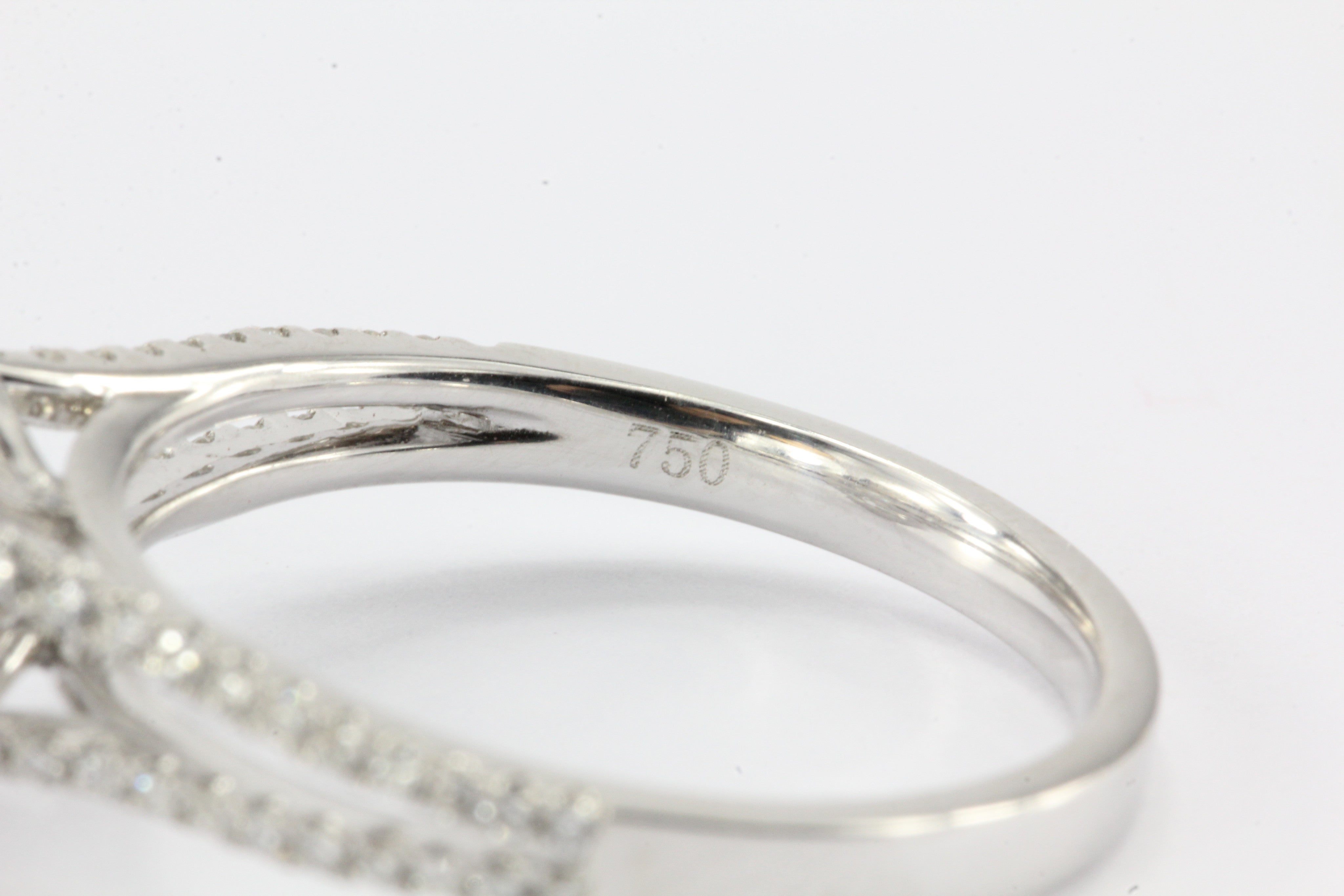 1.59 Carat Diamond 18K White Gold Halo Engagement Ring 2.1 CTW NEW - Queen May