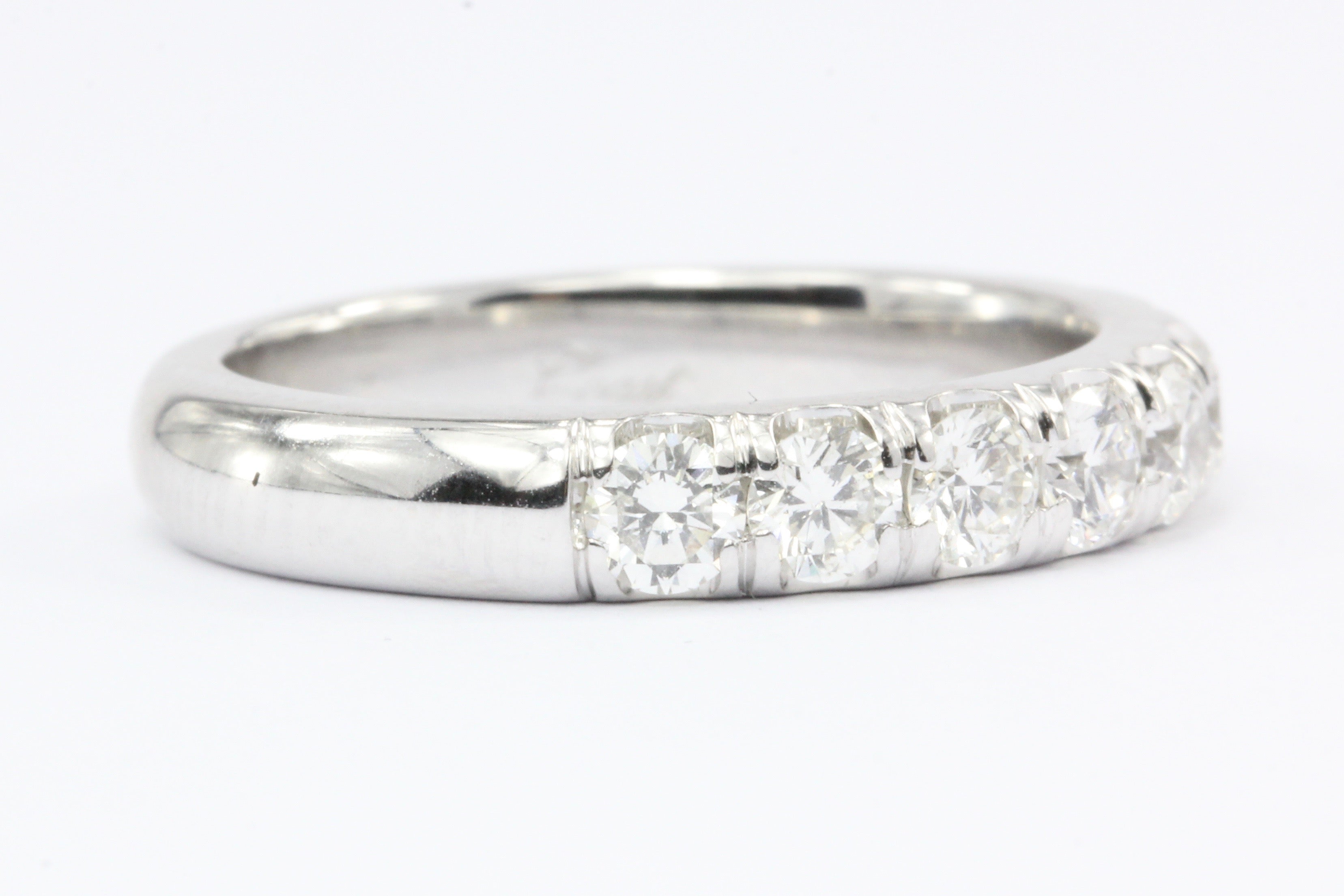 14K White Gold 1 Carat Diamond Half Eternity Band Ring Size 6.25 - Queen May