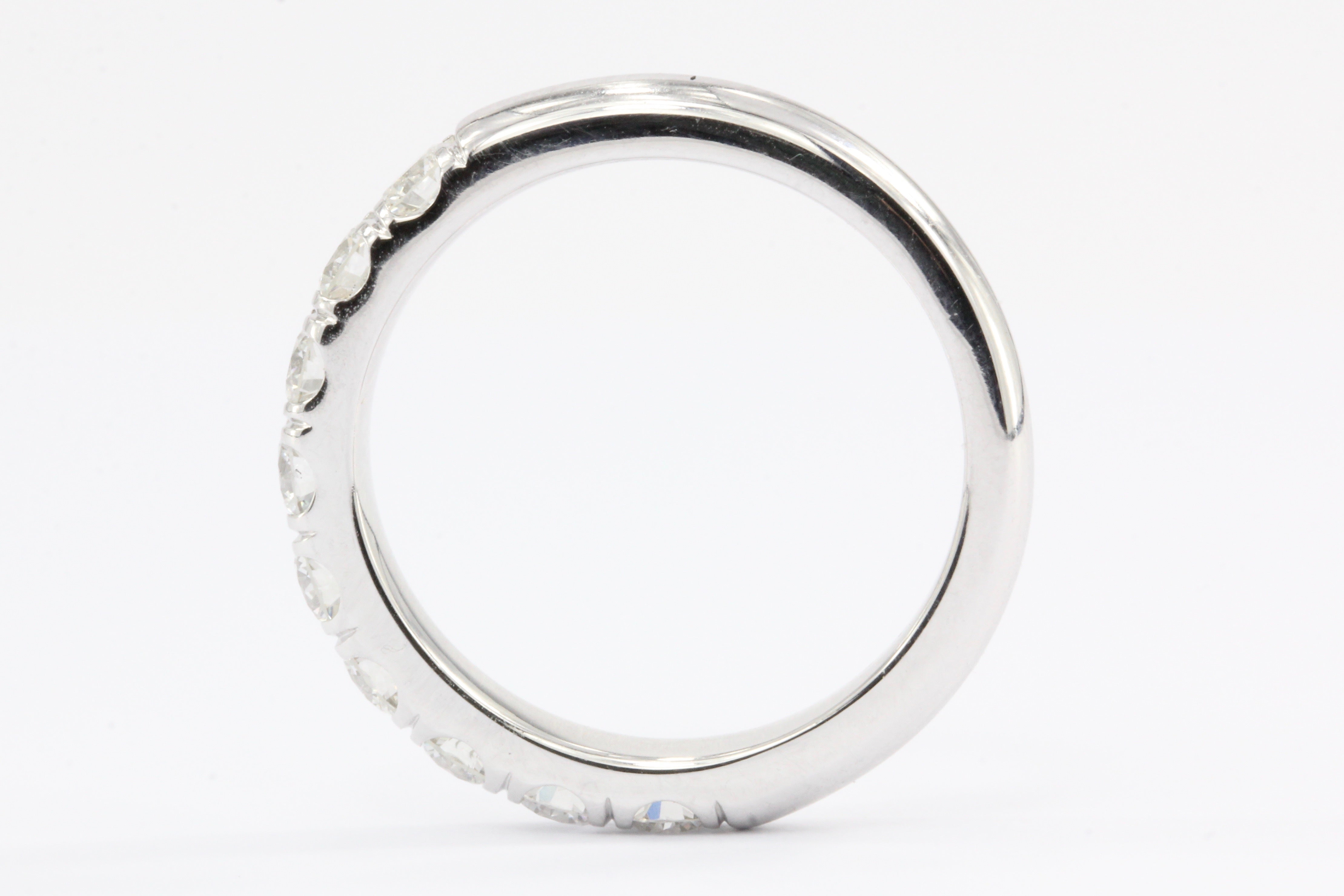 14K White Gold 1 Carat Diamond Half Eternity Band Ring Size 6.25 - Queen May