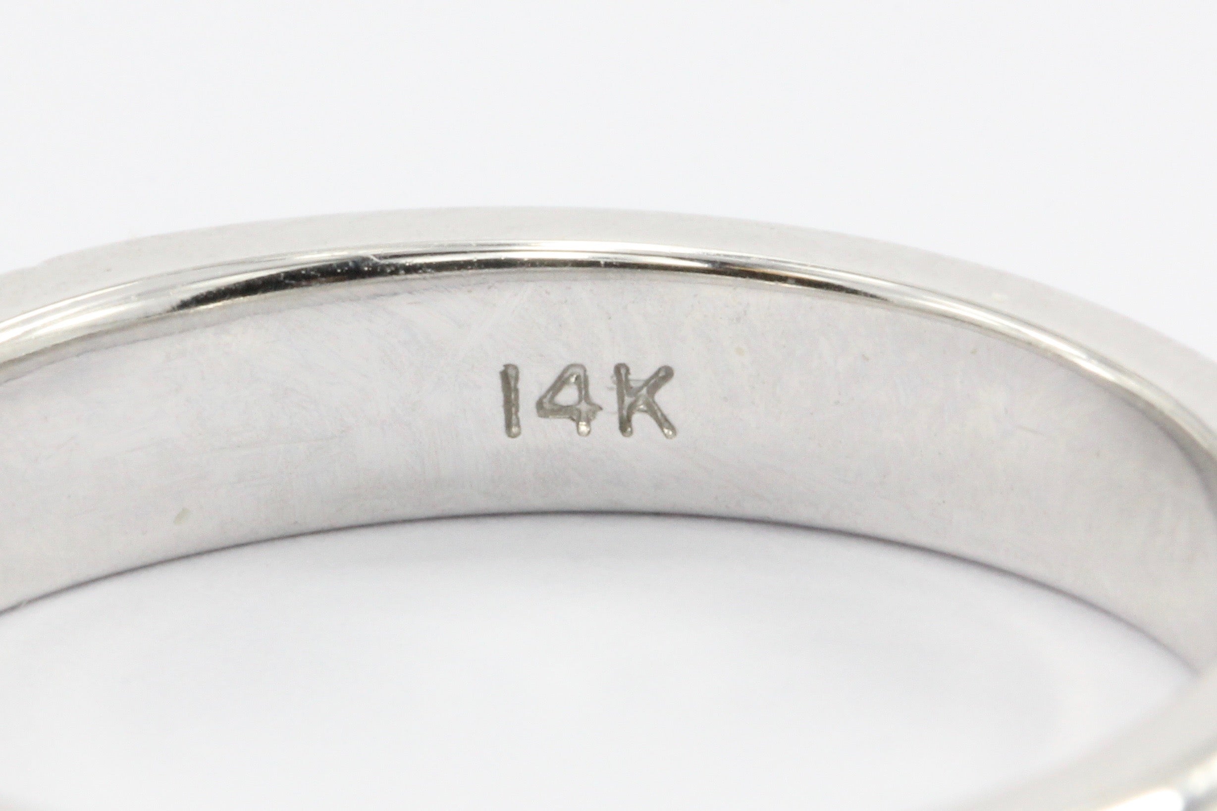 14K White Gold 1 Carat Diamond Half Eternity Band Ring Size 6.25 - Queen May