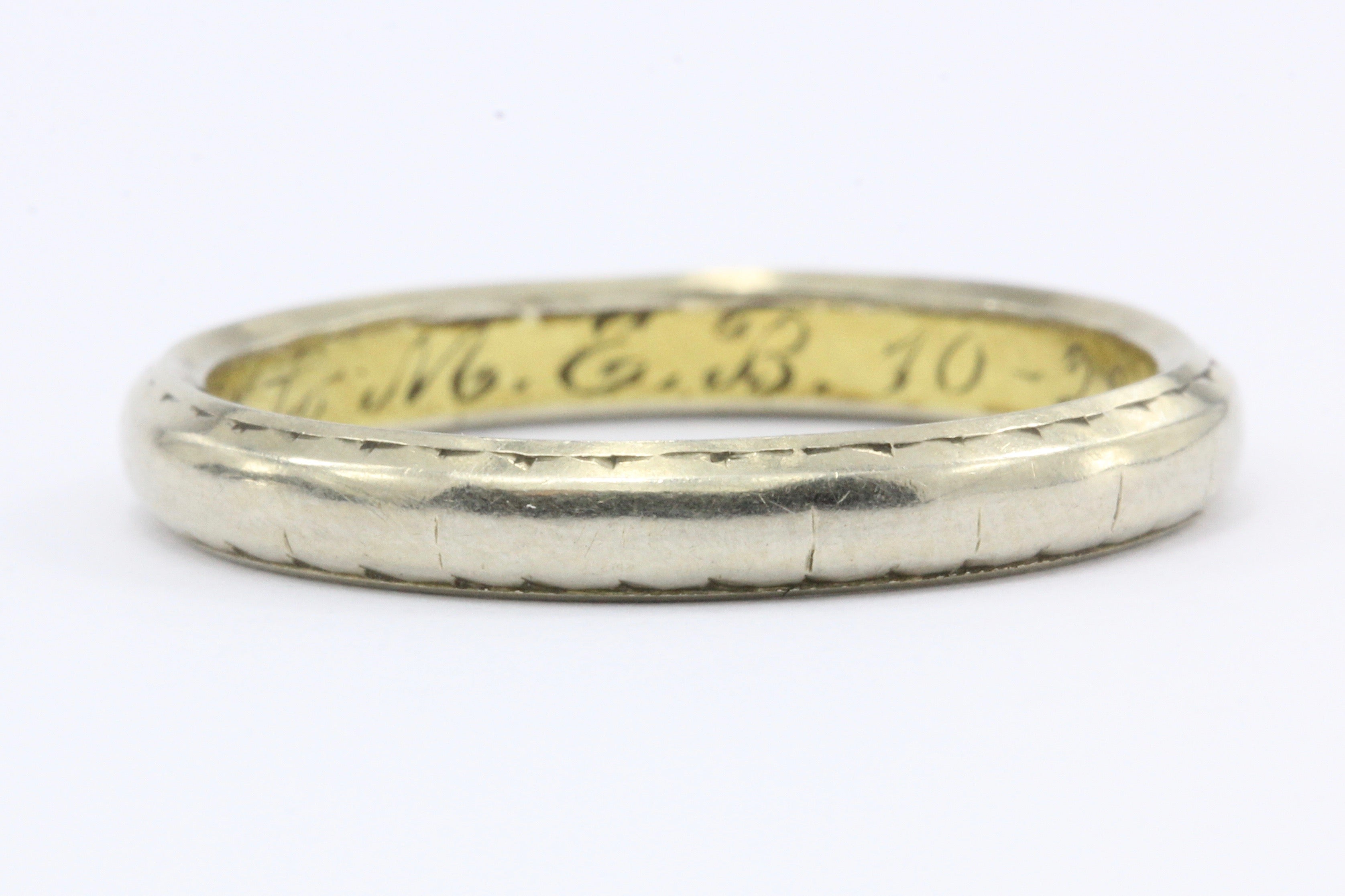Art Deco Platinum + 18K Gold Band Ring Size 7 c.1919 - Queen May