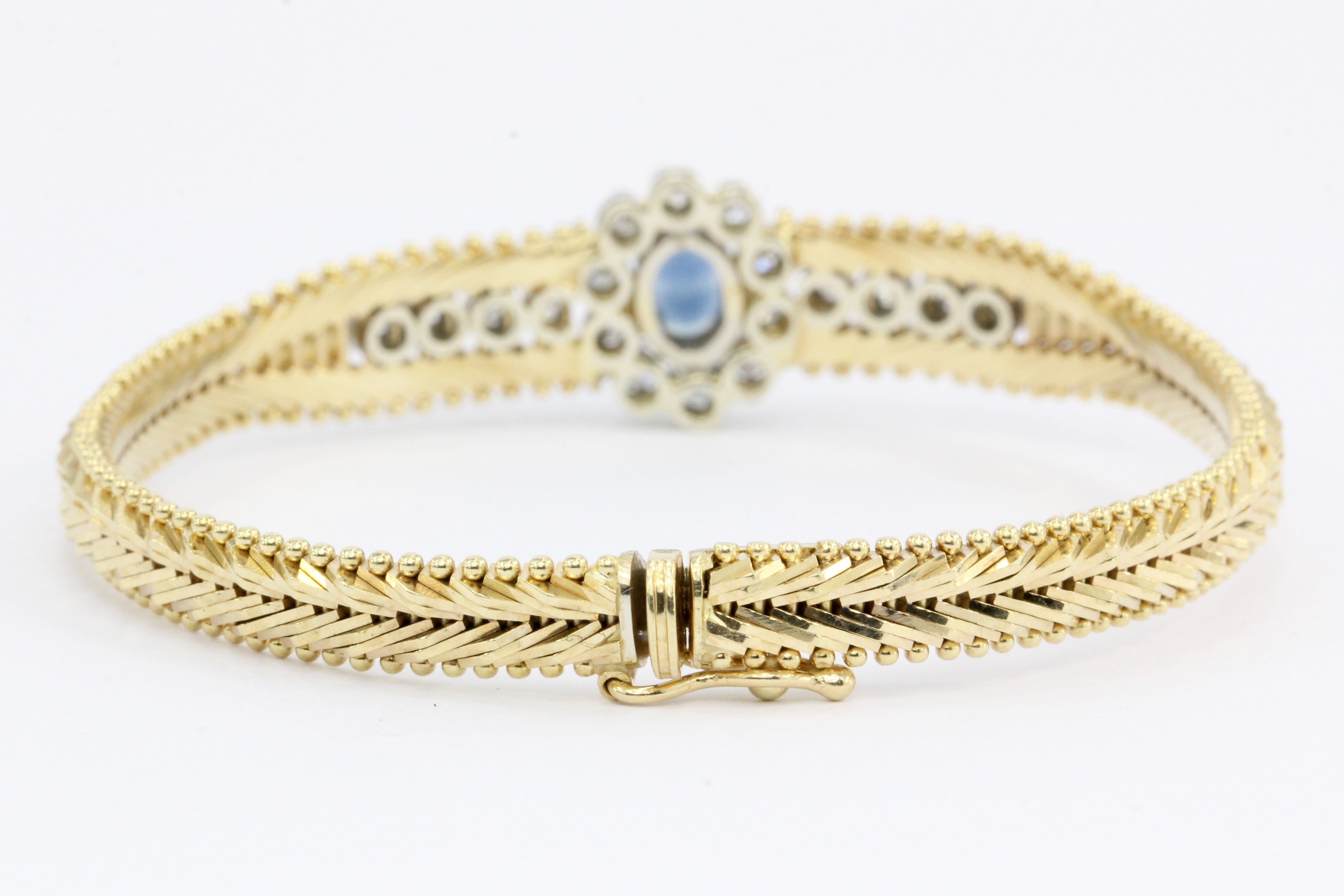 Vintage 14K Gold Sapphire & Diamond Tennis Bracelet - Queen May