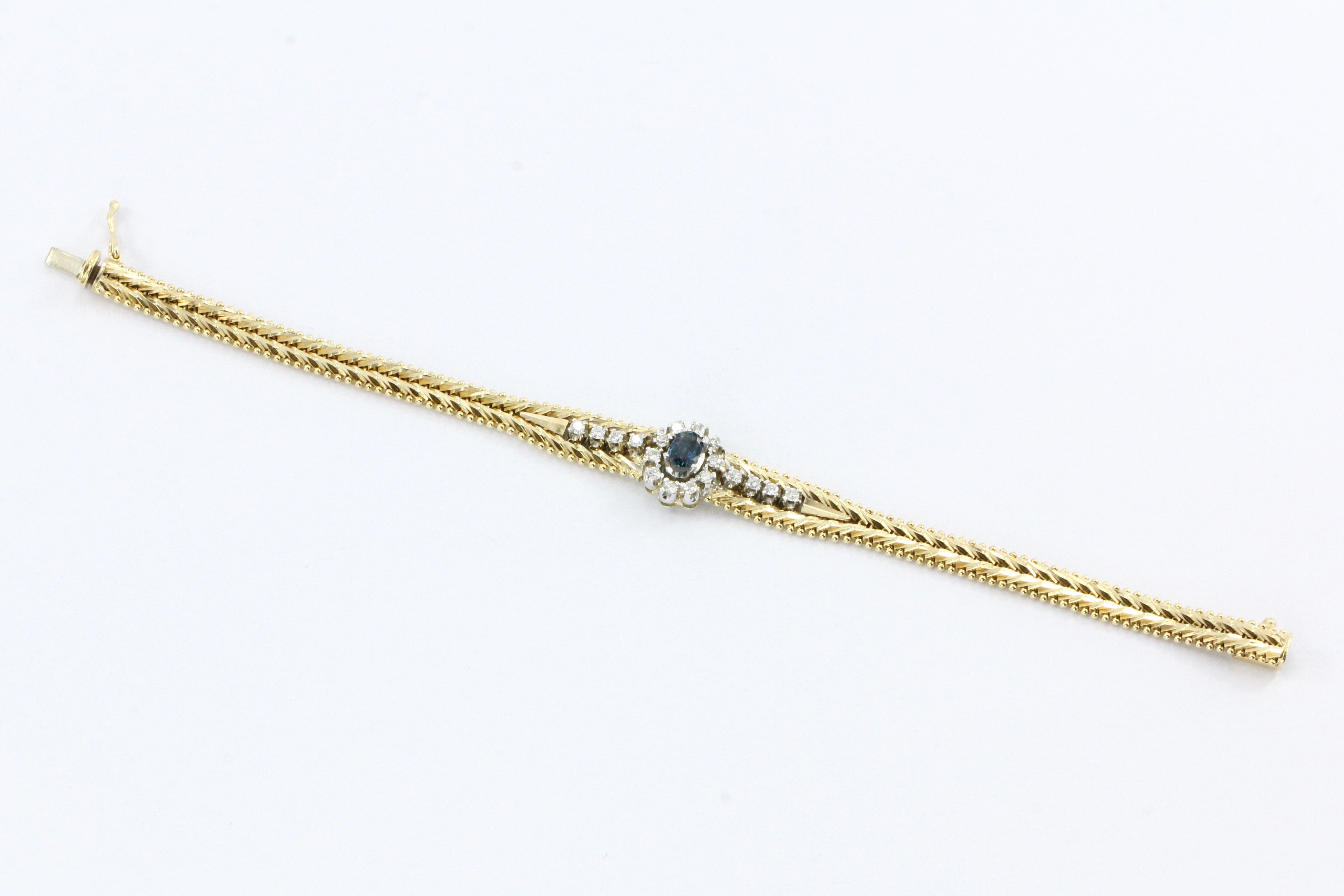 Vintage 14K Gold Sapphire & Diamond Tennis Bracelet - Queen May