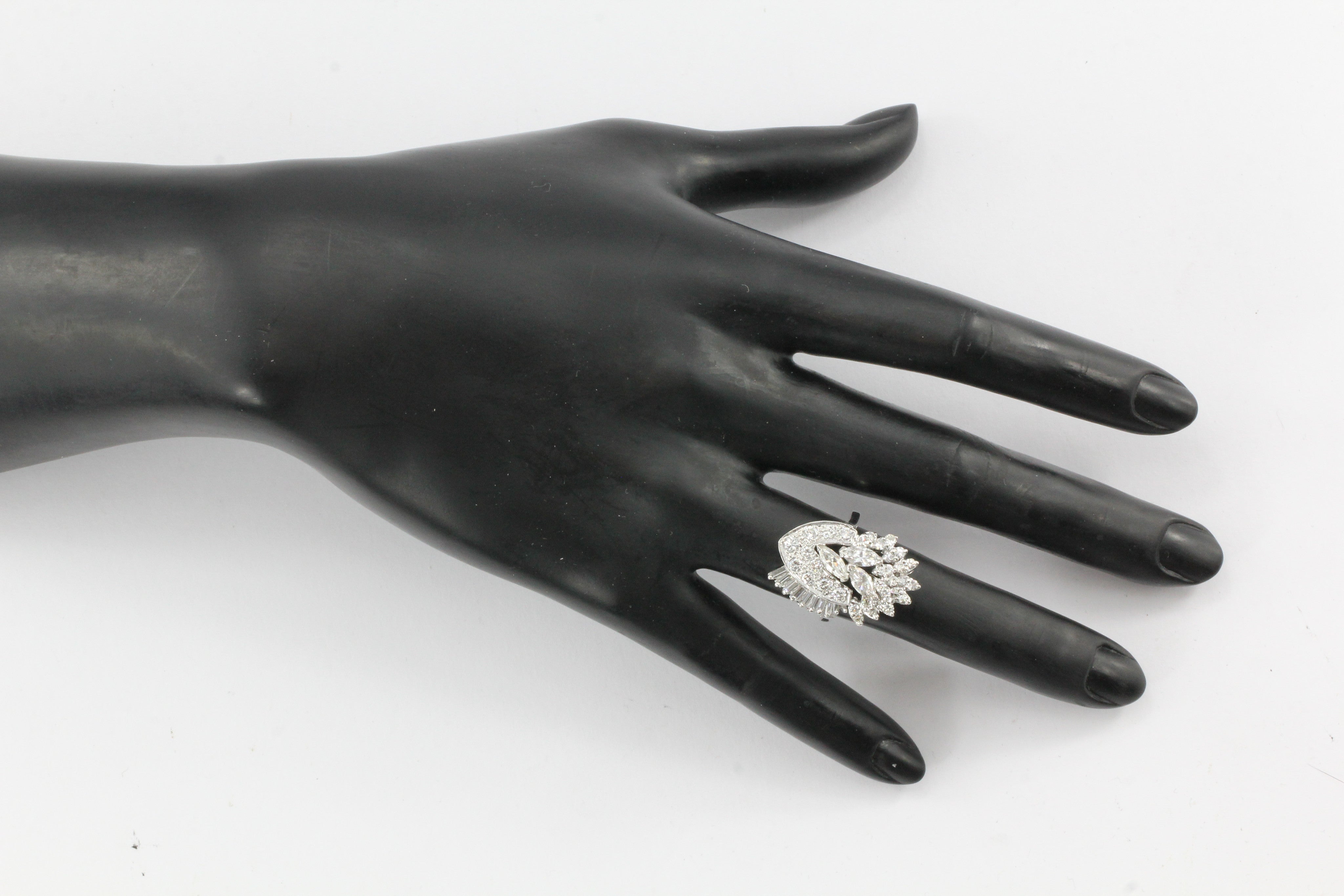 Retro Harold Freeman EREV 14K White Gold Diamond Cocktail Ring c.1960's - Queen May