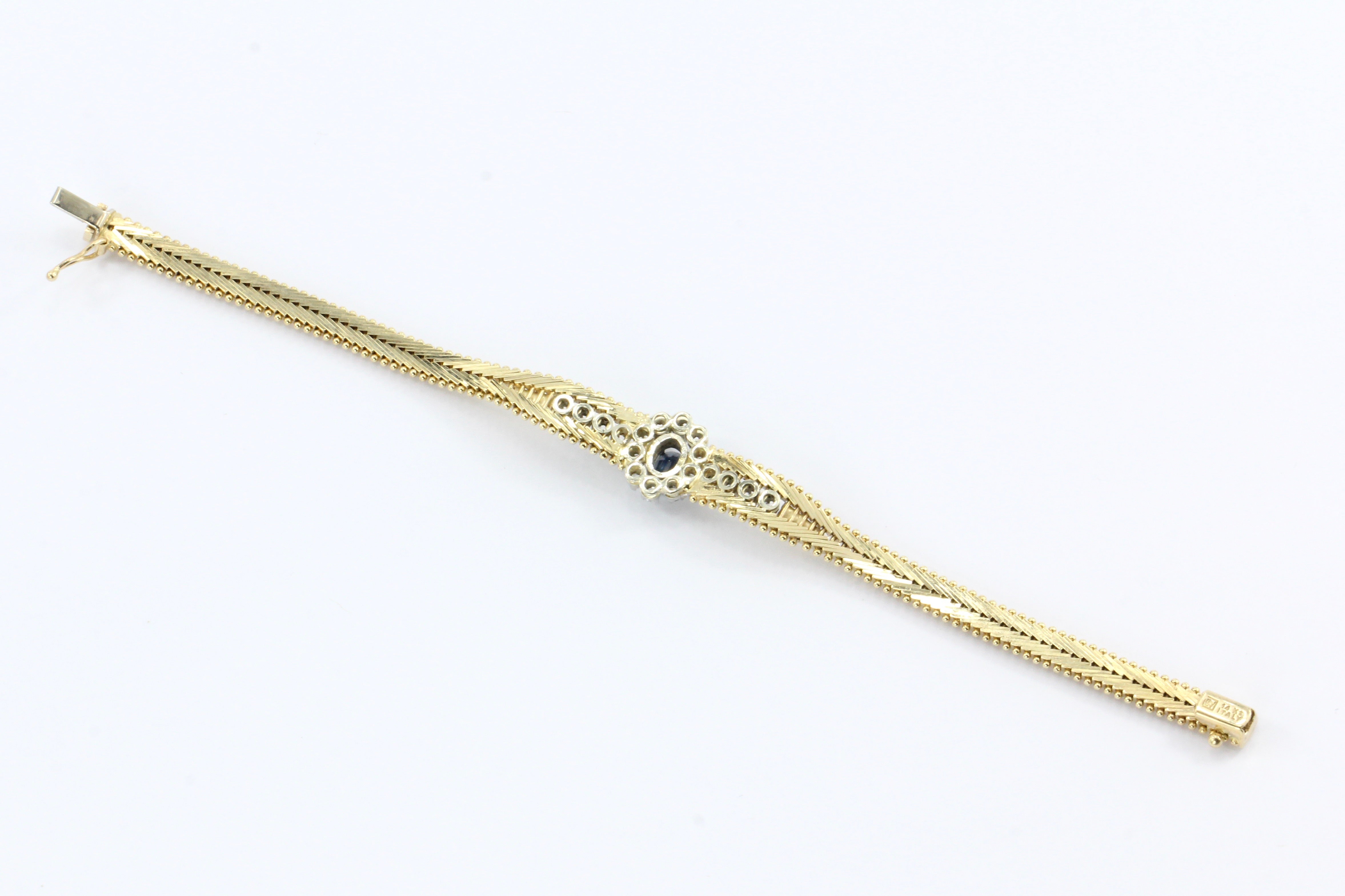 Vintage 14K Gold Sapphire & Diamond Tennis Bracelet - Queen May