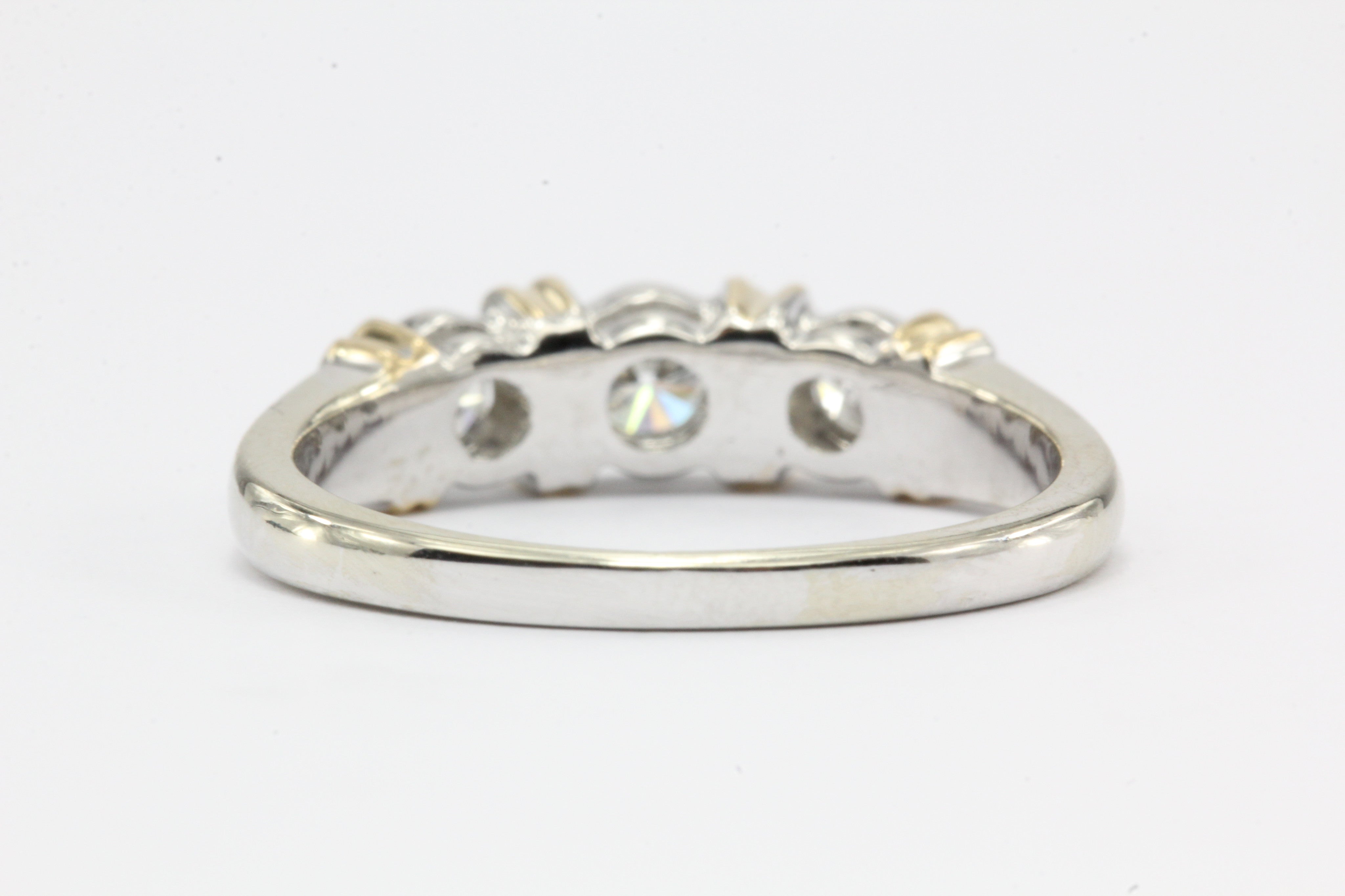 14K White & Yellow Gold Inset Diamond Band Ring - Queen May