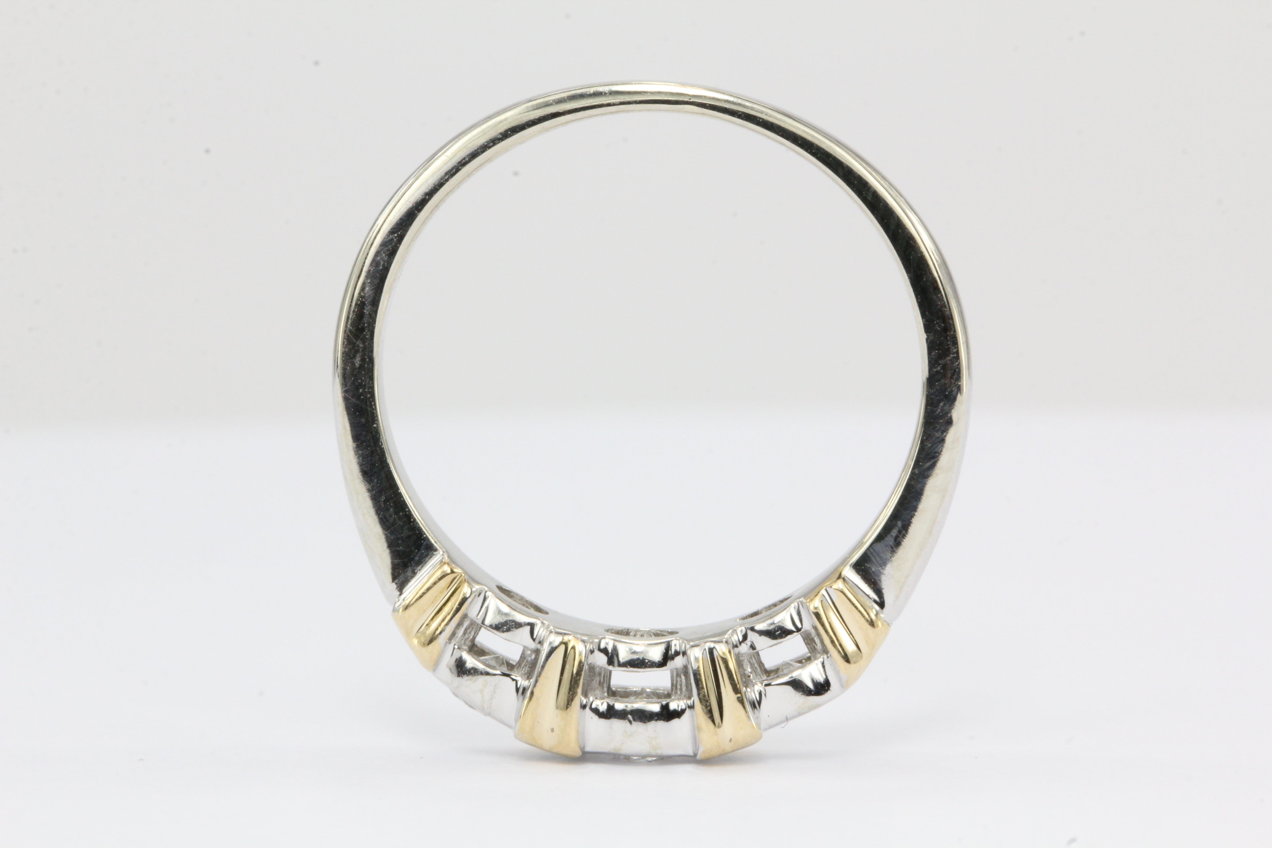 14K White & Yellow Gold Inset Diamond Band Ring - Queen May