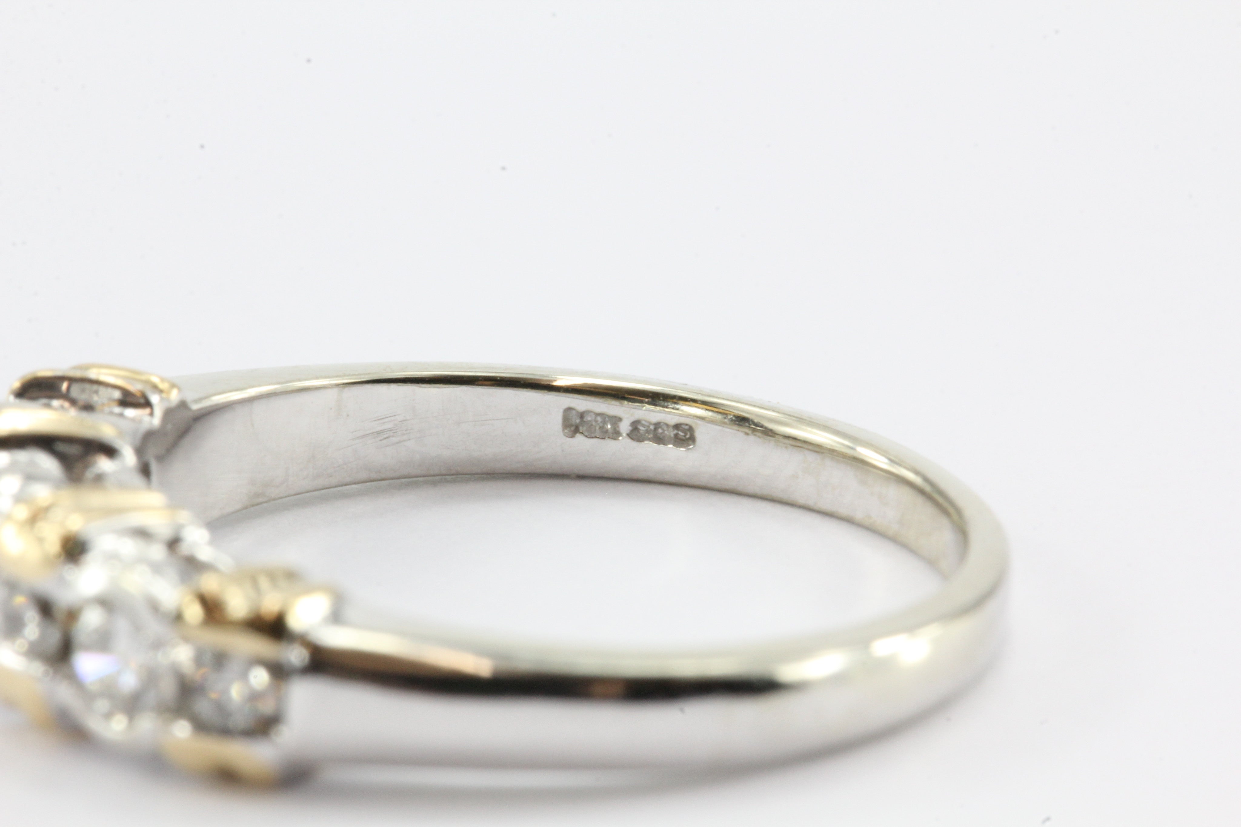 14K White & Yellow Gold Inset Diamond Band Ring - Queen May