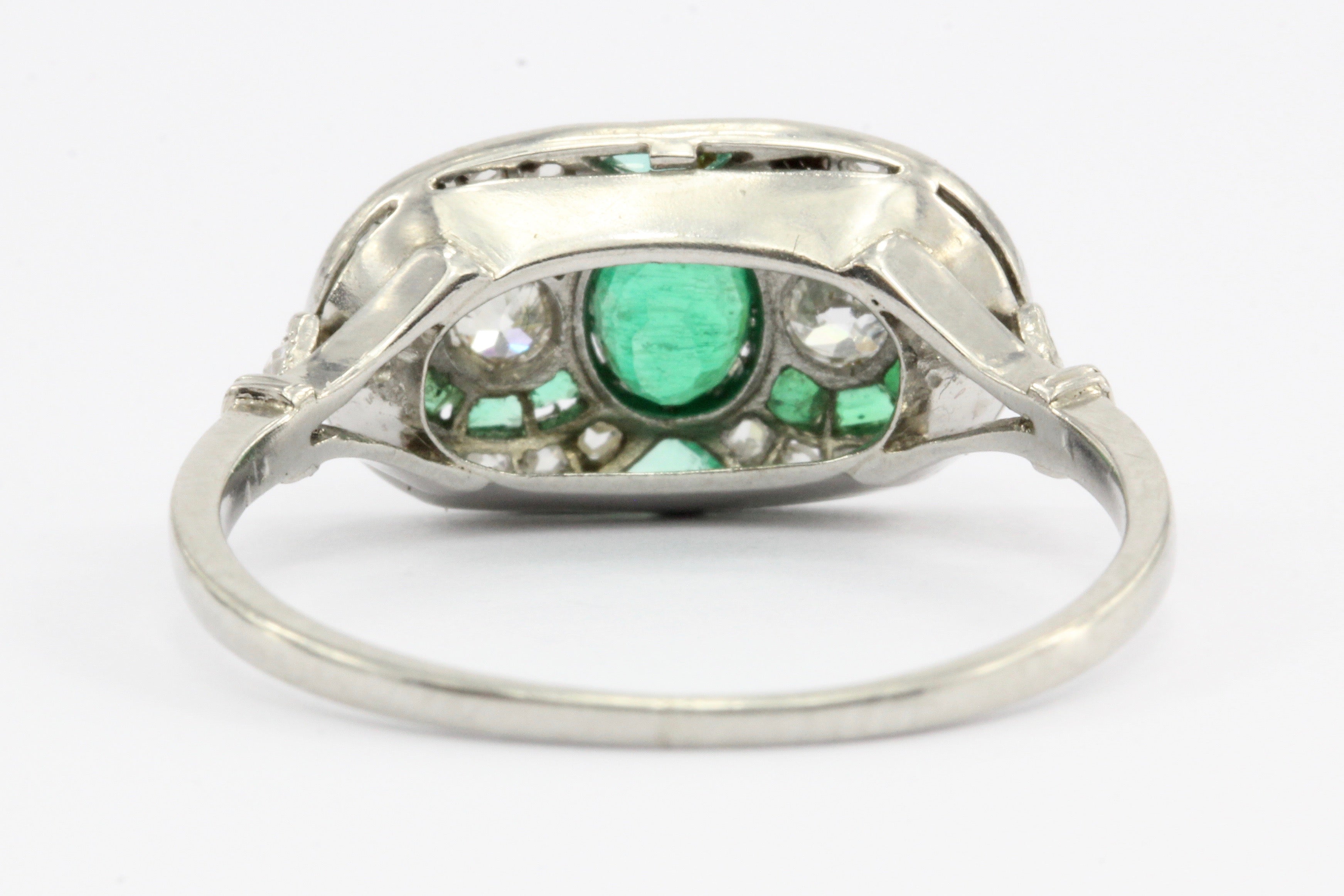 Edwardian Platinum Emerald & Rose Cut Diamond Ring C.1905 - Queen May