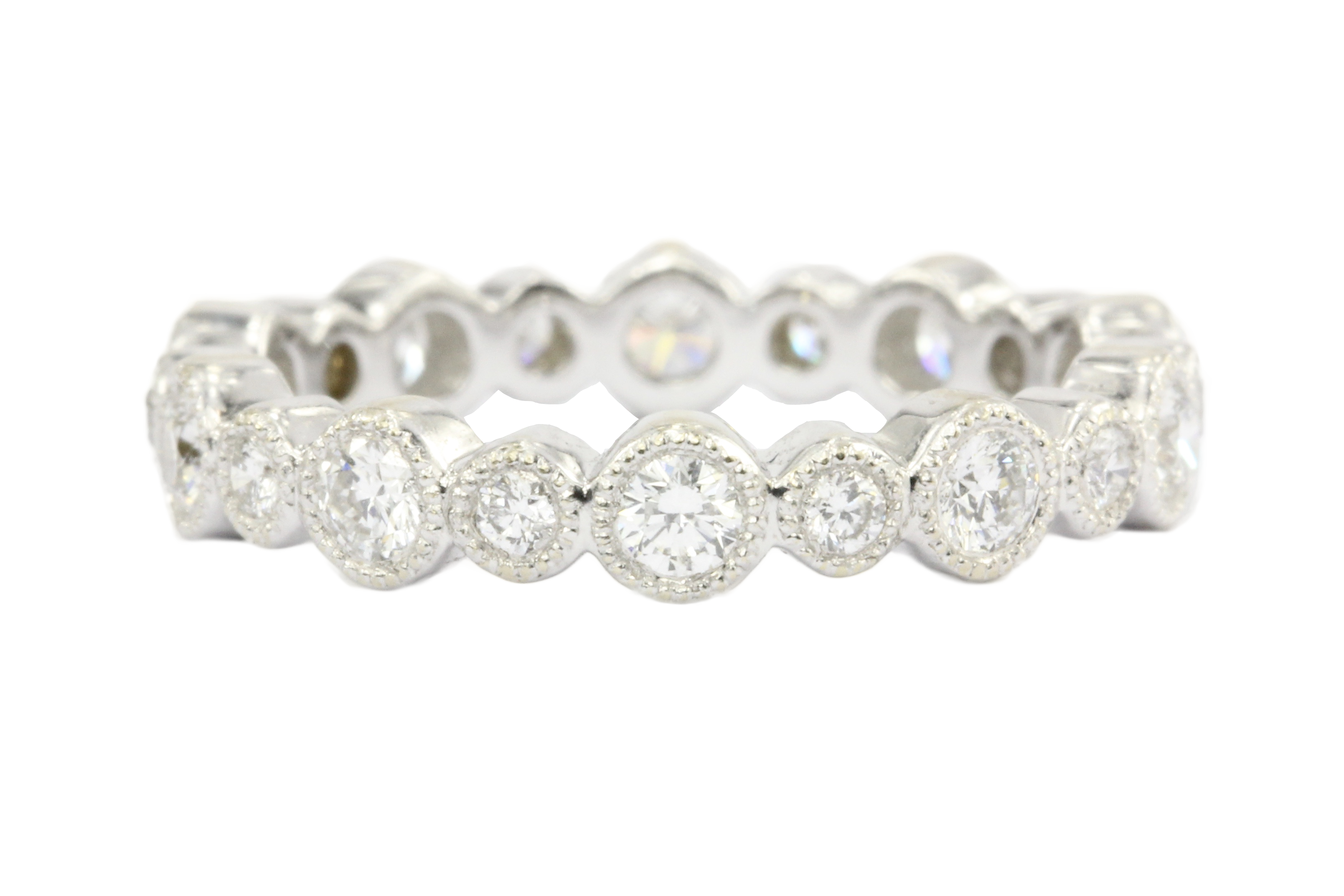 18K White Gold 1 CTW Diamond Eternity Band Ring Size 4.25 - Queen May