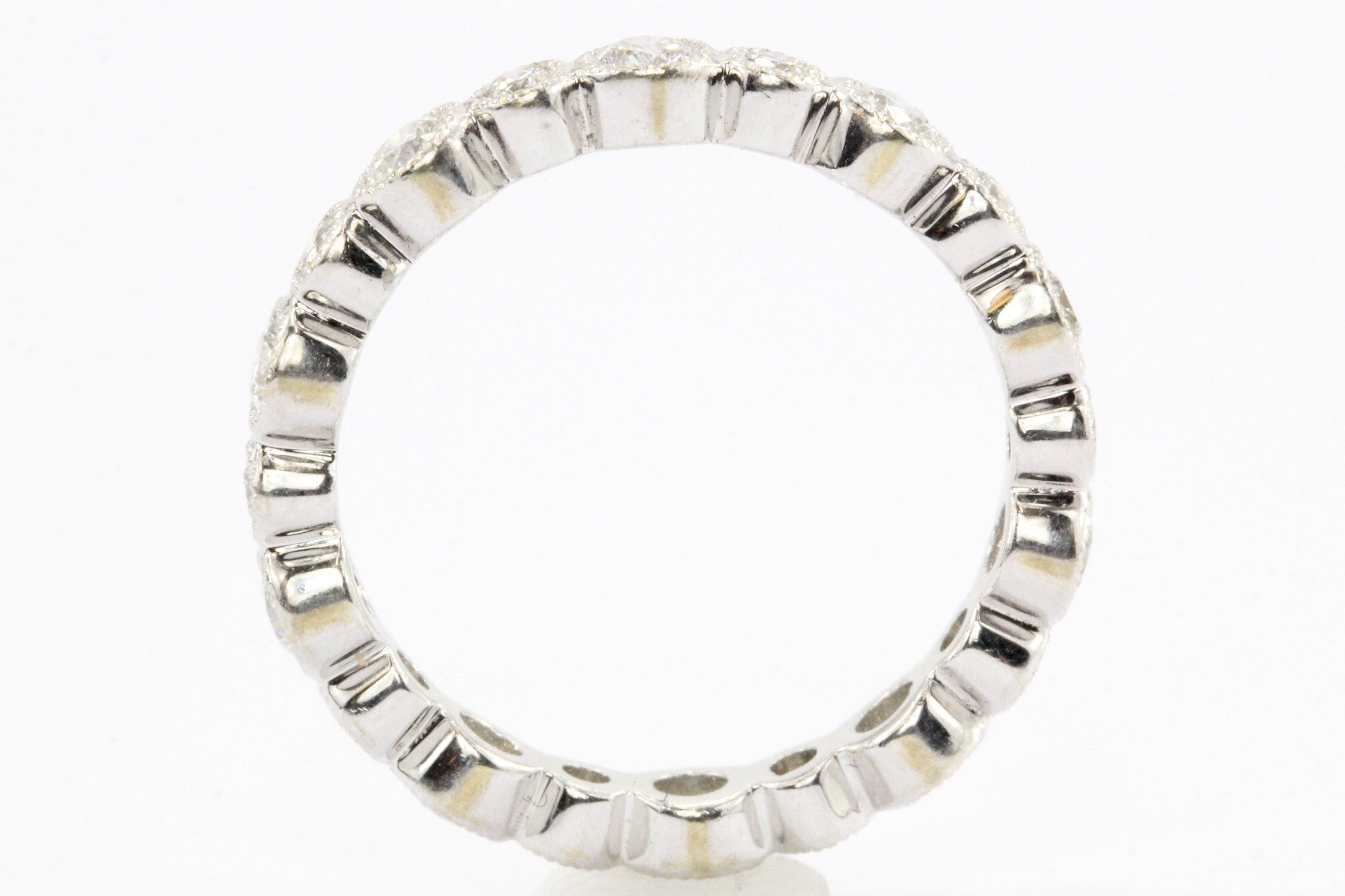 18K White Gold 1 CTW Diamond Eternity Band Ring Size 4.25 - Queen May