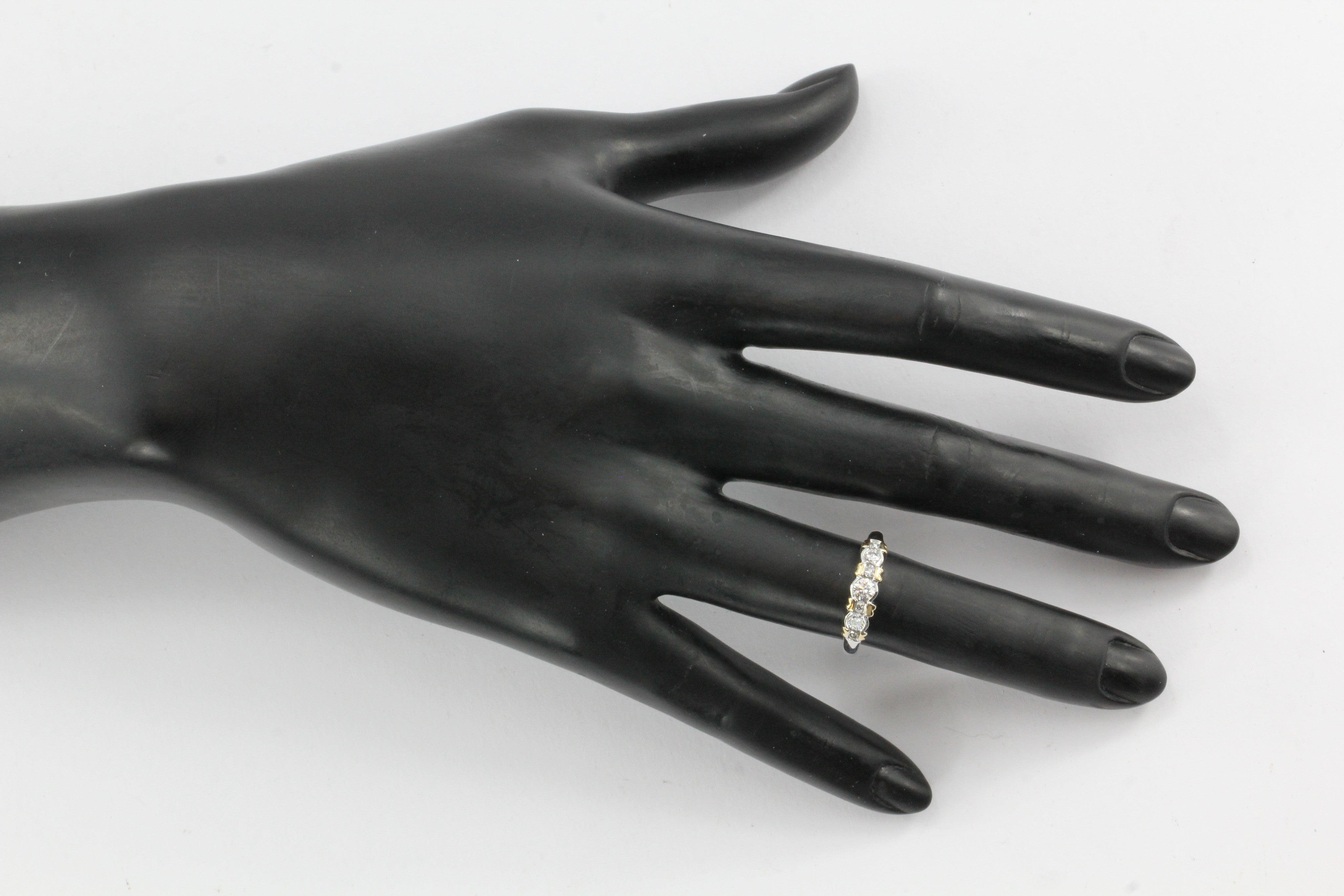 14K White & Yellow Gold Inset Diamond Band Ring - Queen May