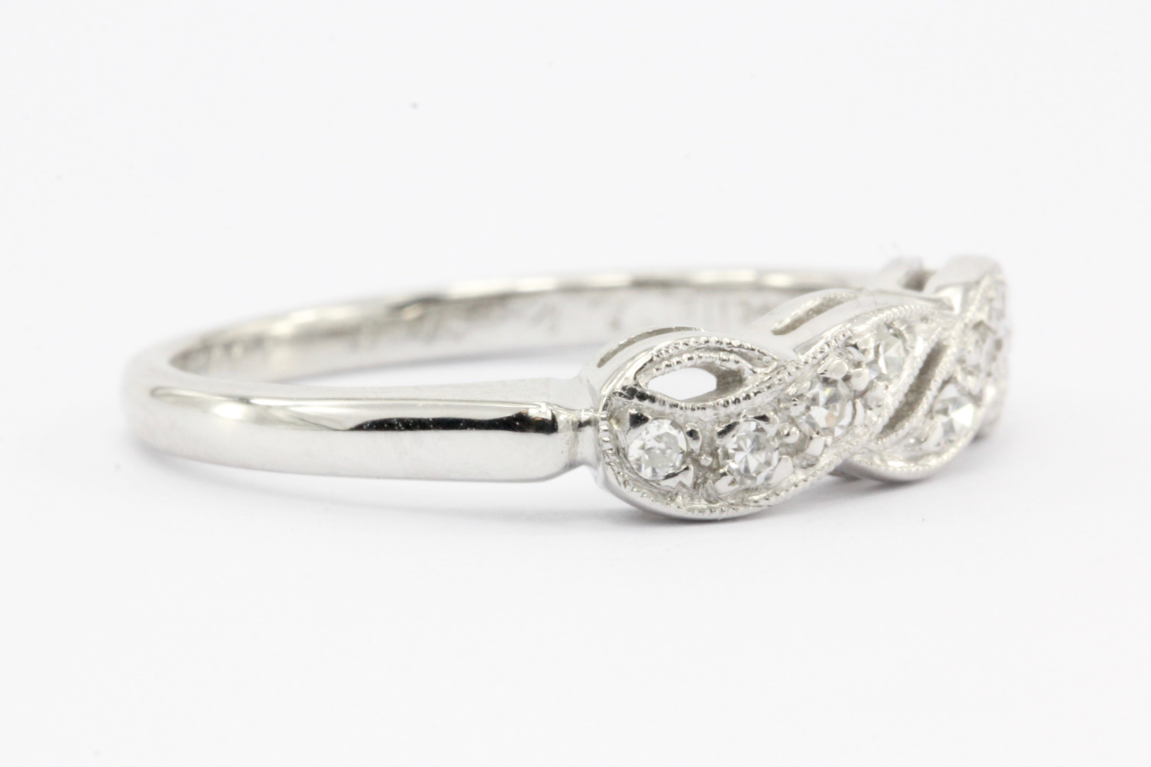 Art Nouveau 14K White Gold Diamond Wedding Band c.1917 - Queen May
