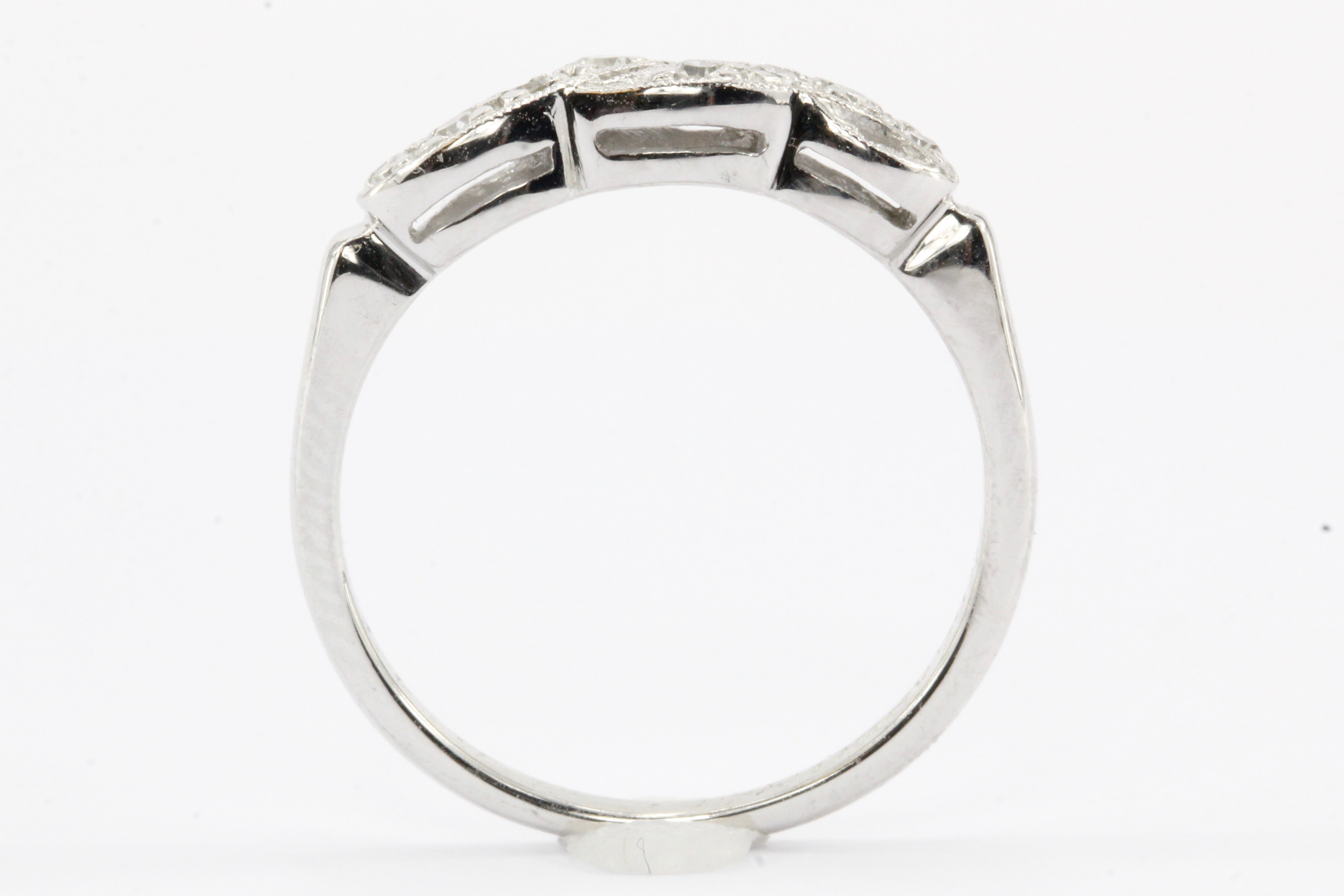 Art Nouveau 14K White Gold Diamond Wedding Band c.1917 - Queen May